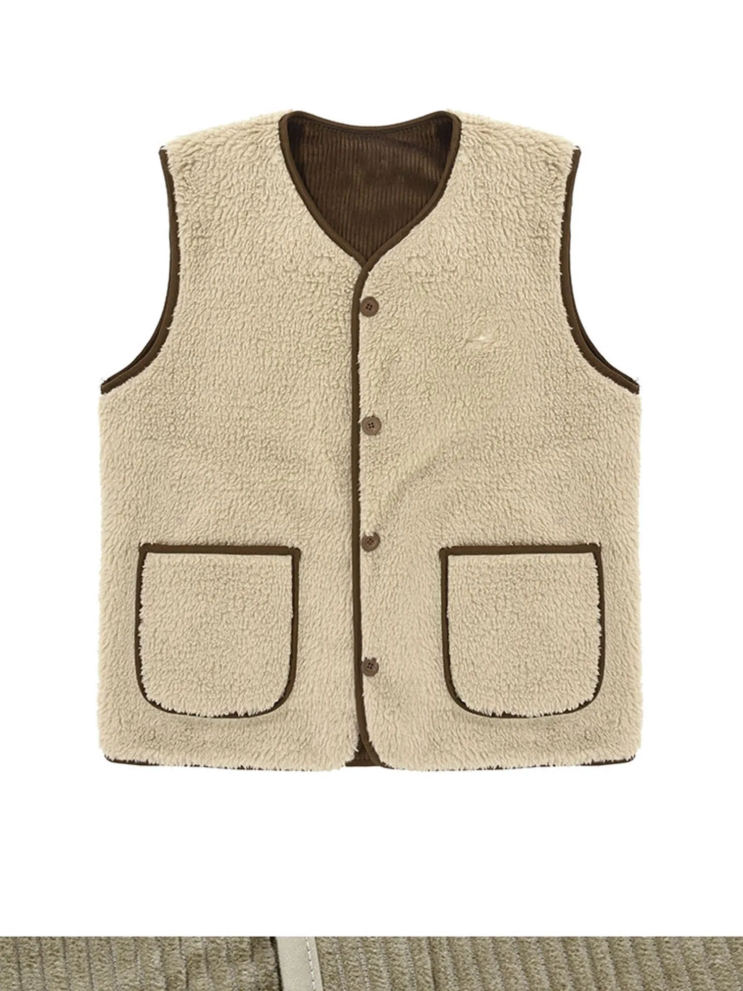 Gilet reversibile in pile di velluto a coste