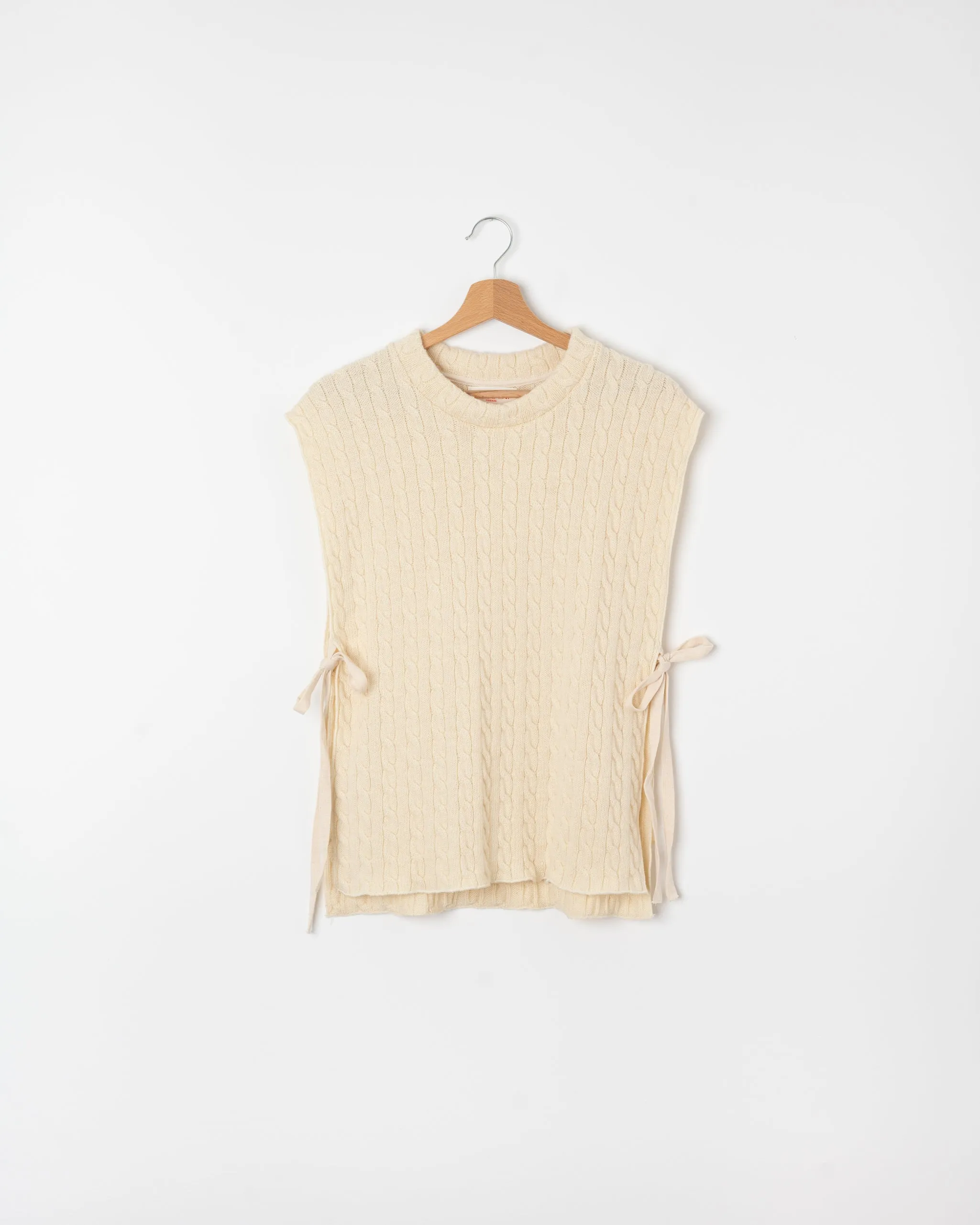 GILET TRECCE  lana avorio