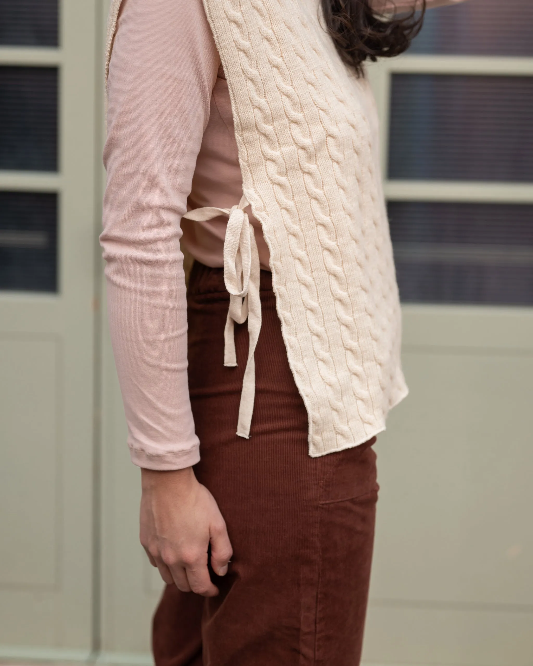 GILET TRECCE  lana avorio