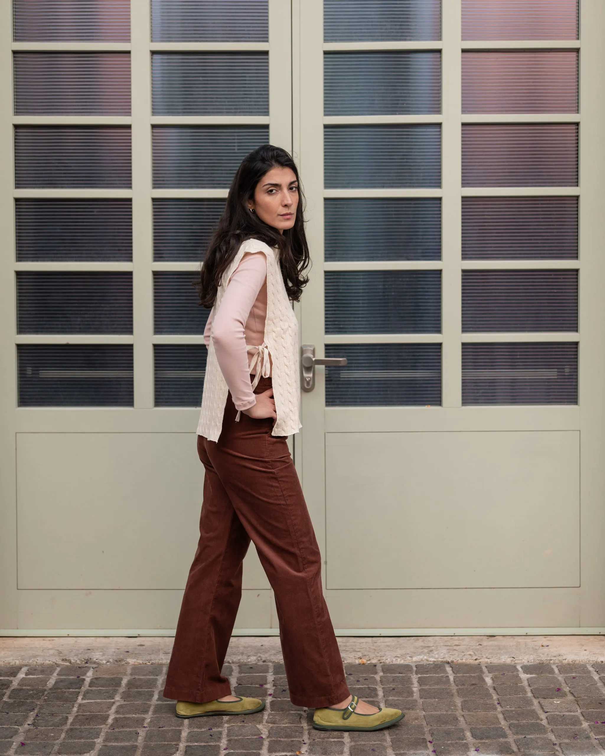 GILET TRECCE  lana avorio