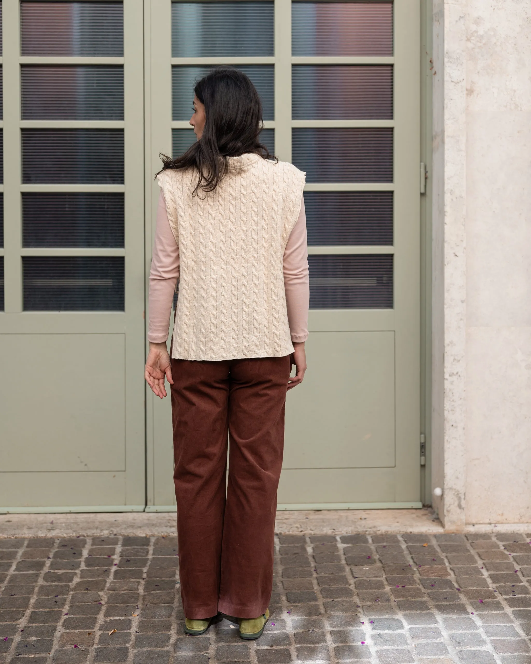 GILET TRECCE  lana avorio