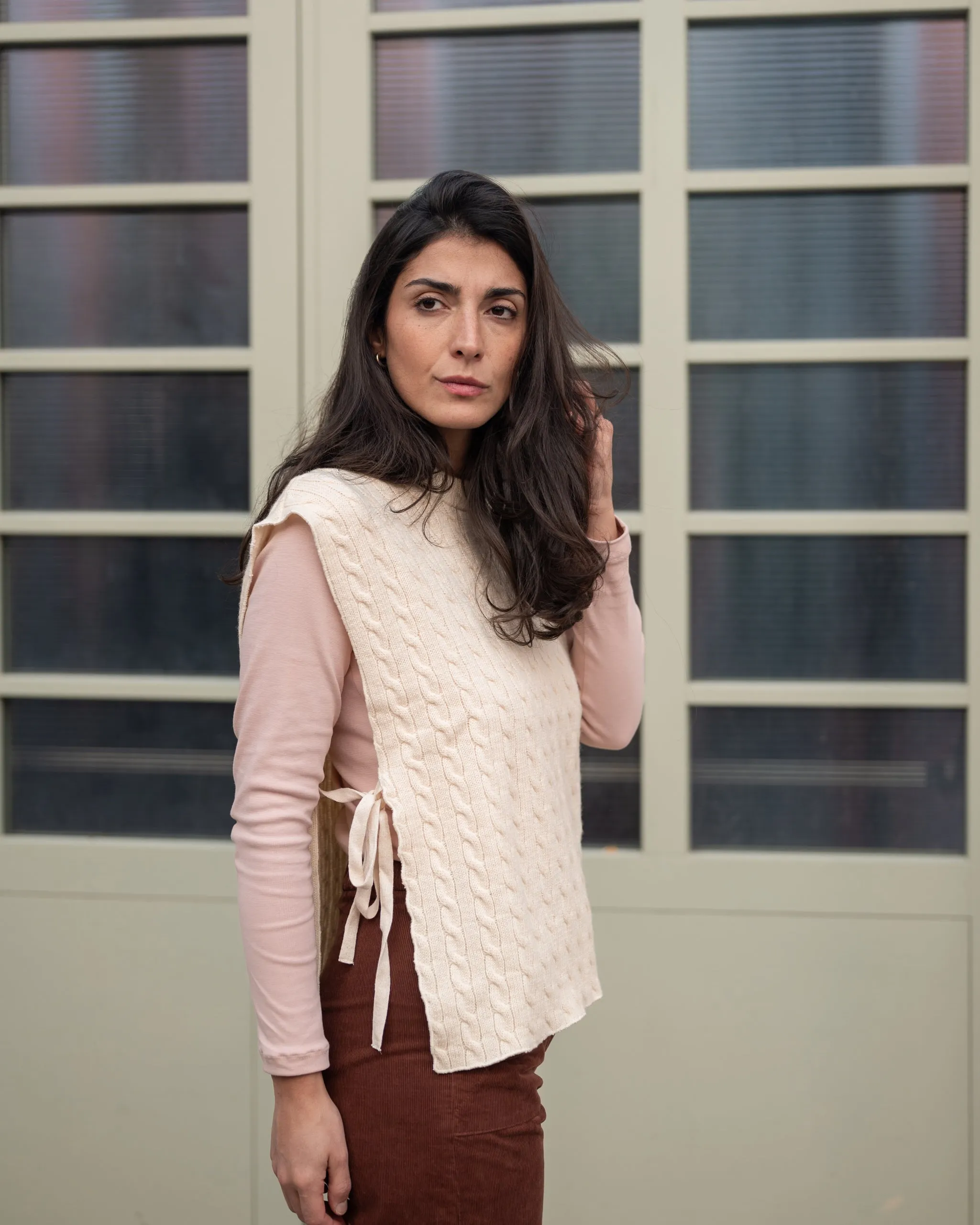 GILET TRECCE  lana avorio