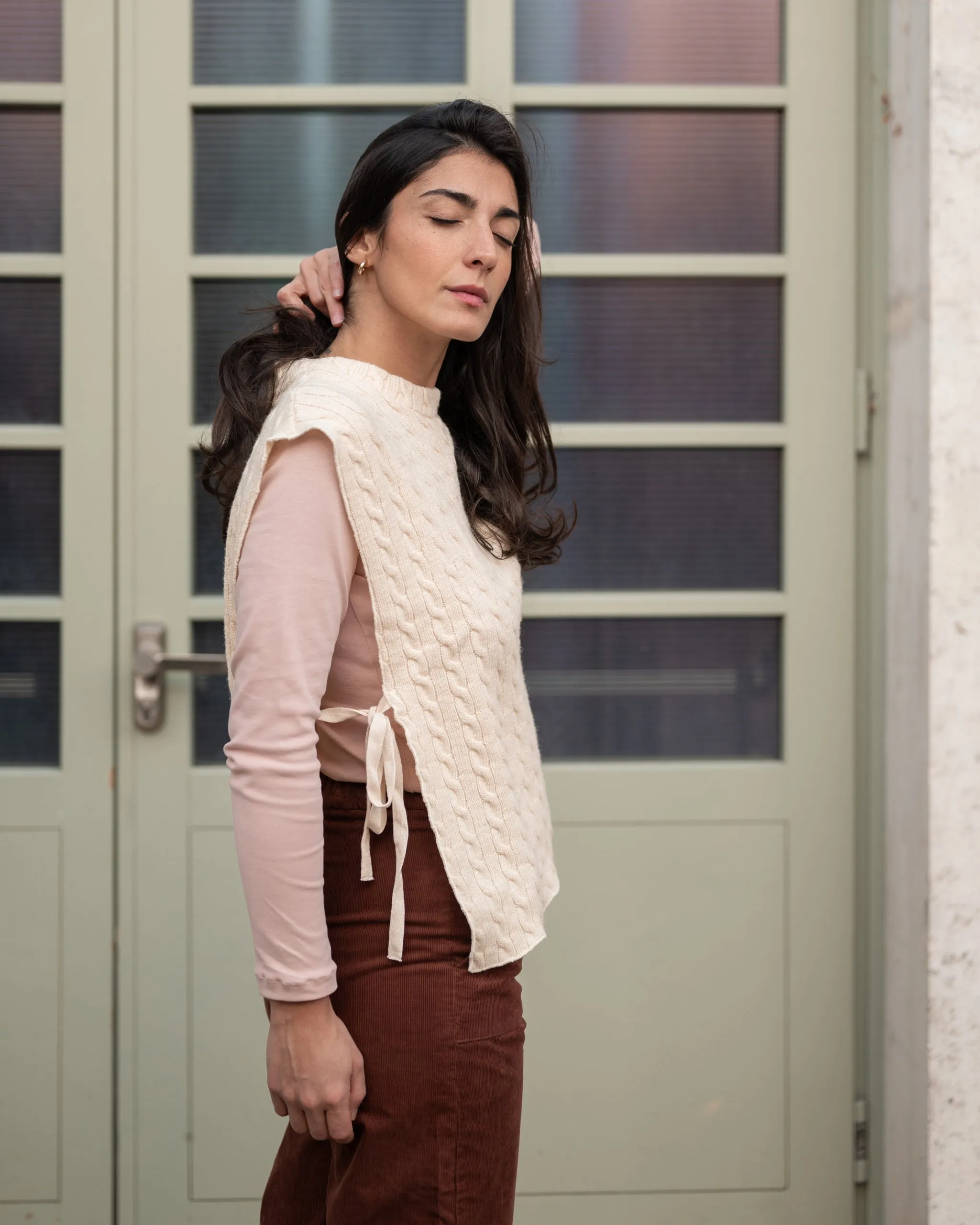 GILET TRECCE  lana avorio