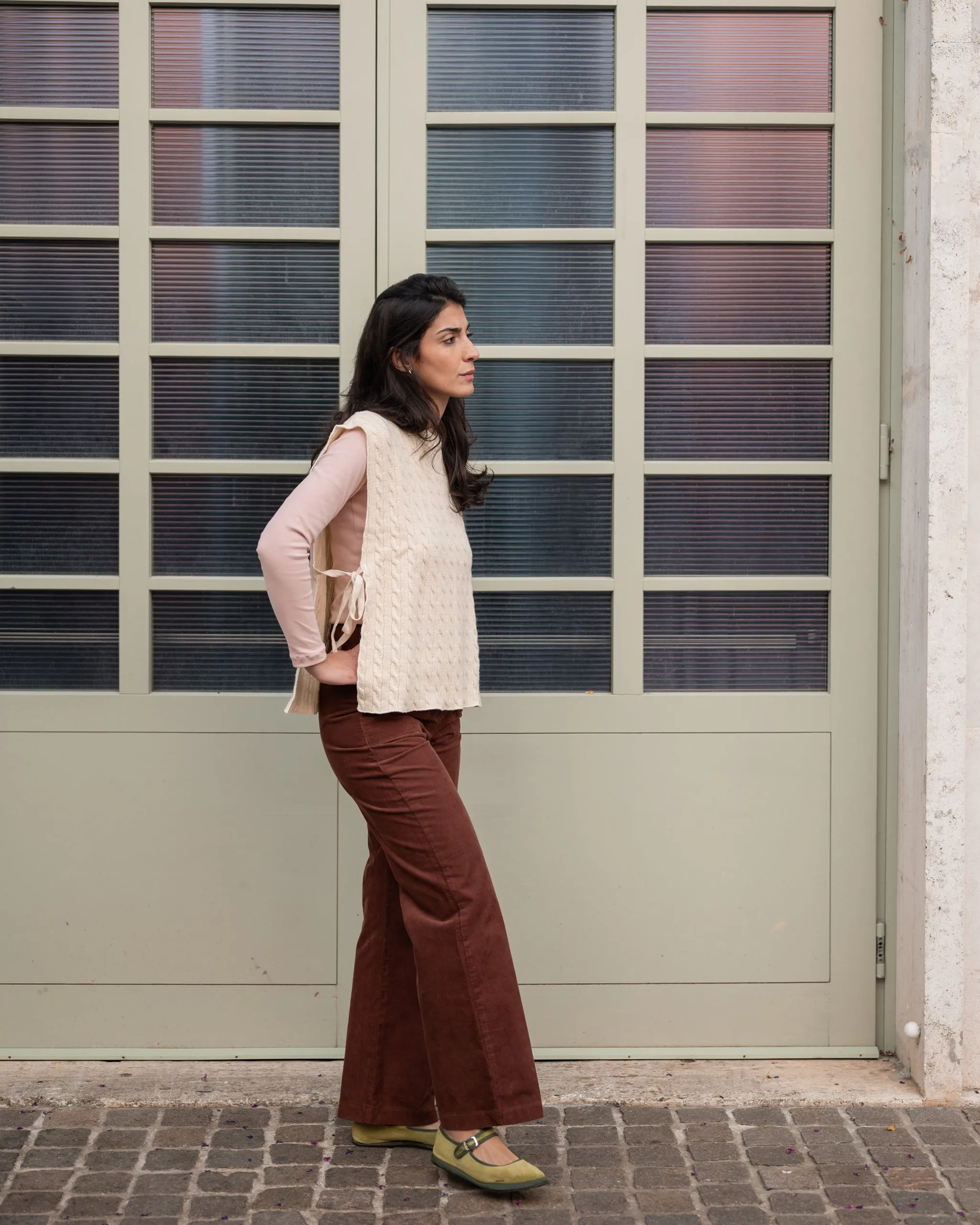 GILET TRECCE  lana avorio