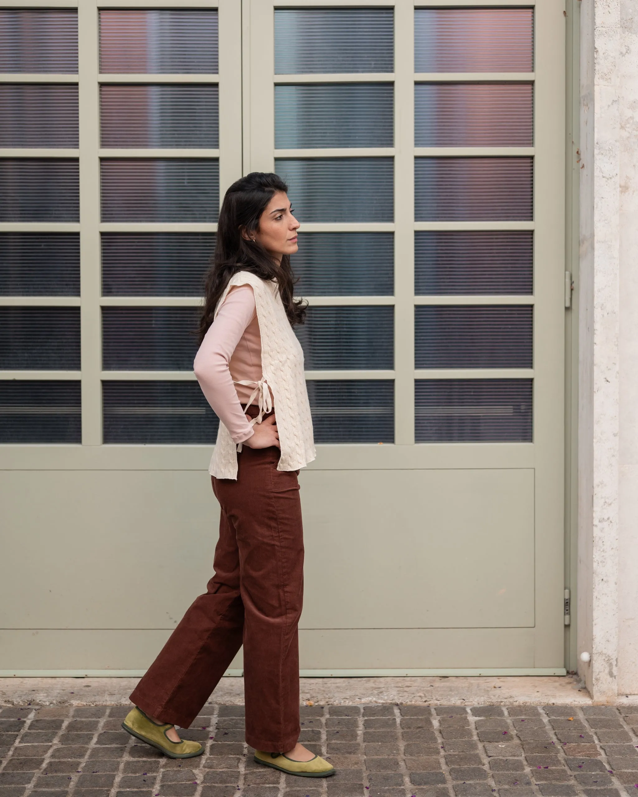 GILET TRECCE  lana avorio
