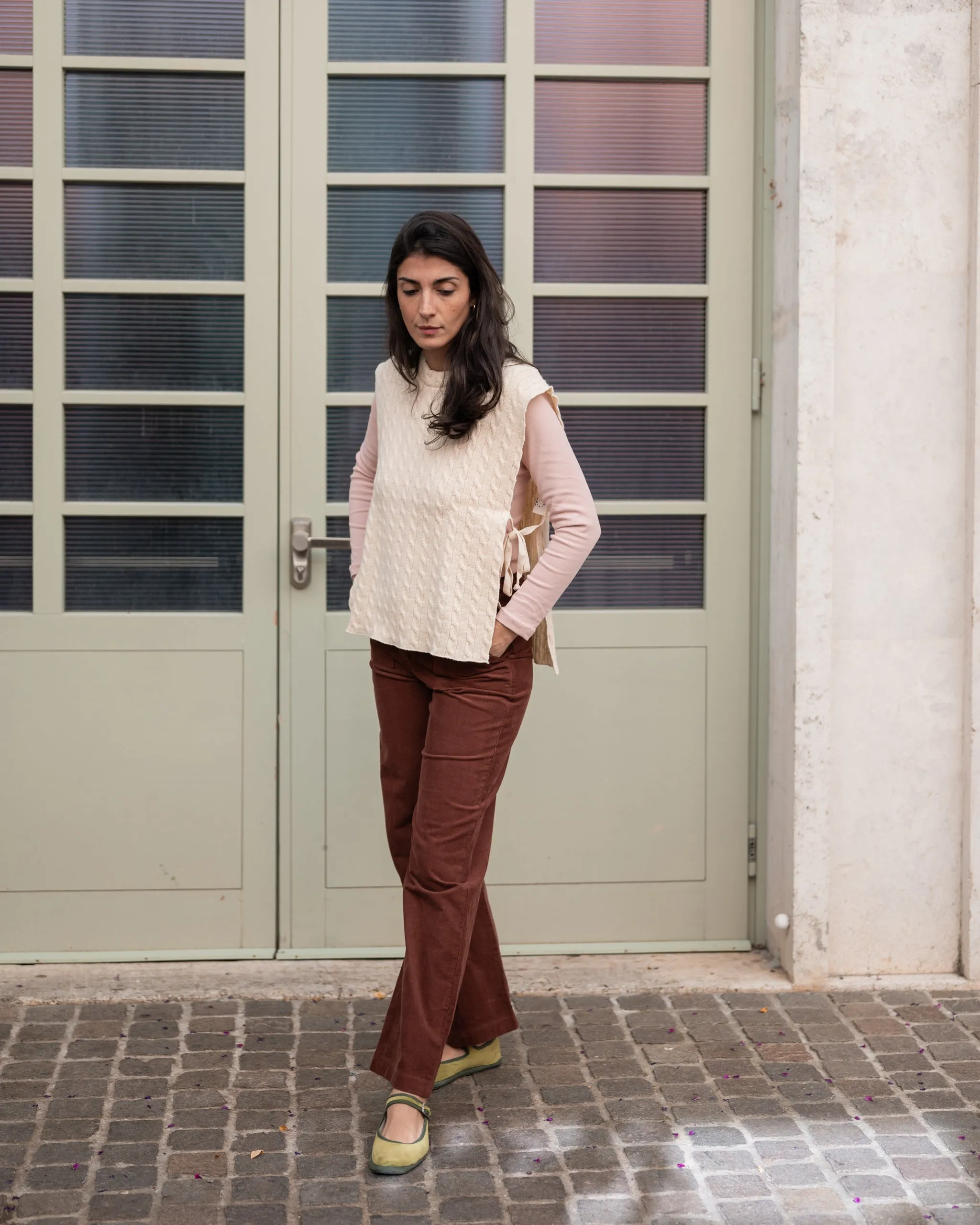 GILET TRECCE  lana avorio