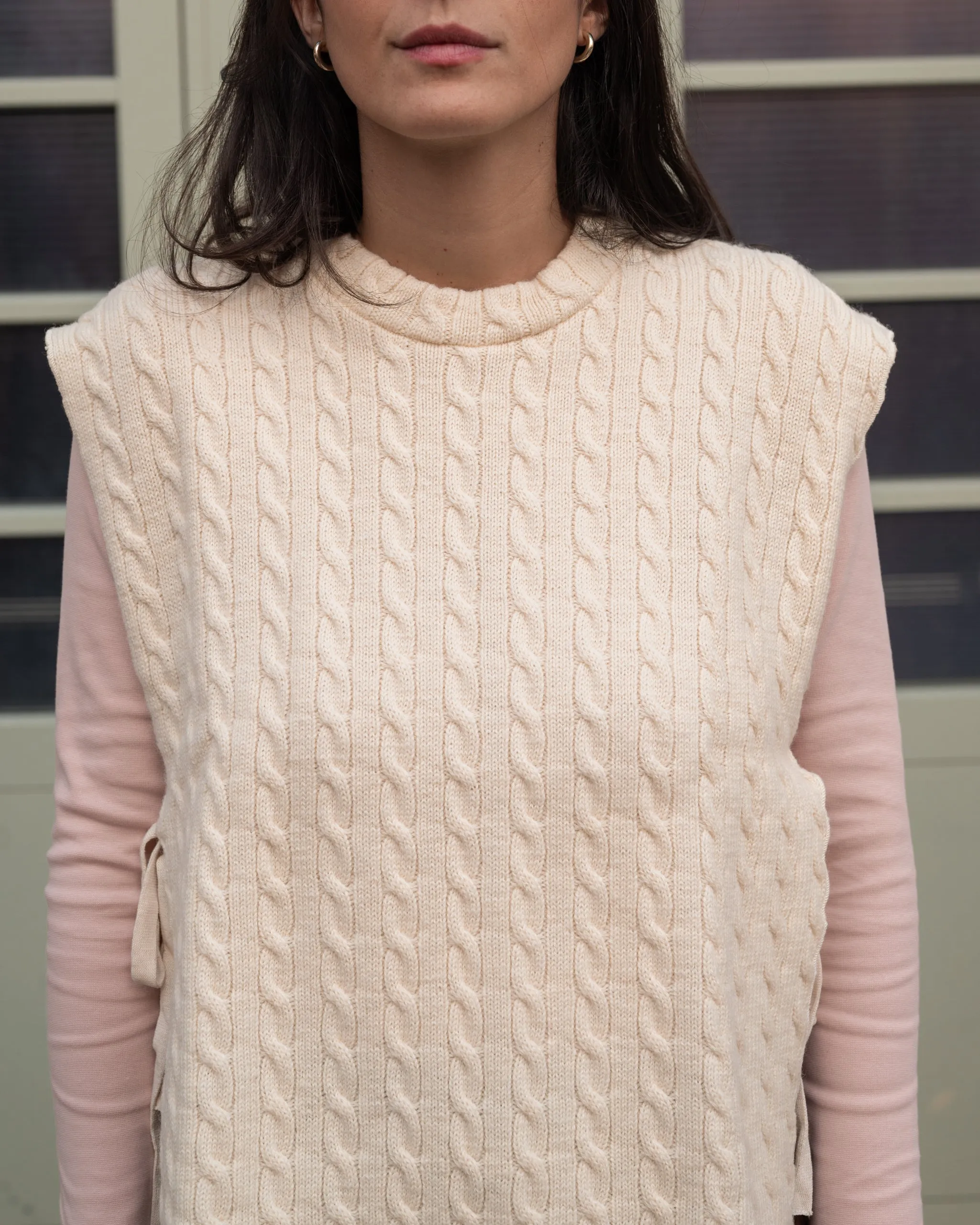 GILET TRECCE  lana avorio