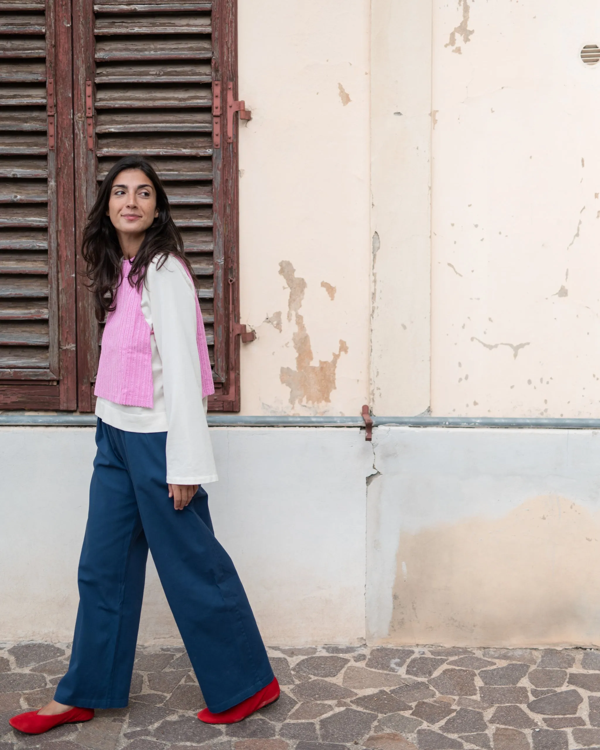 GILET velluto di cotone rosa