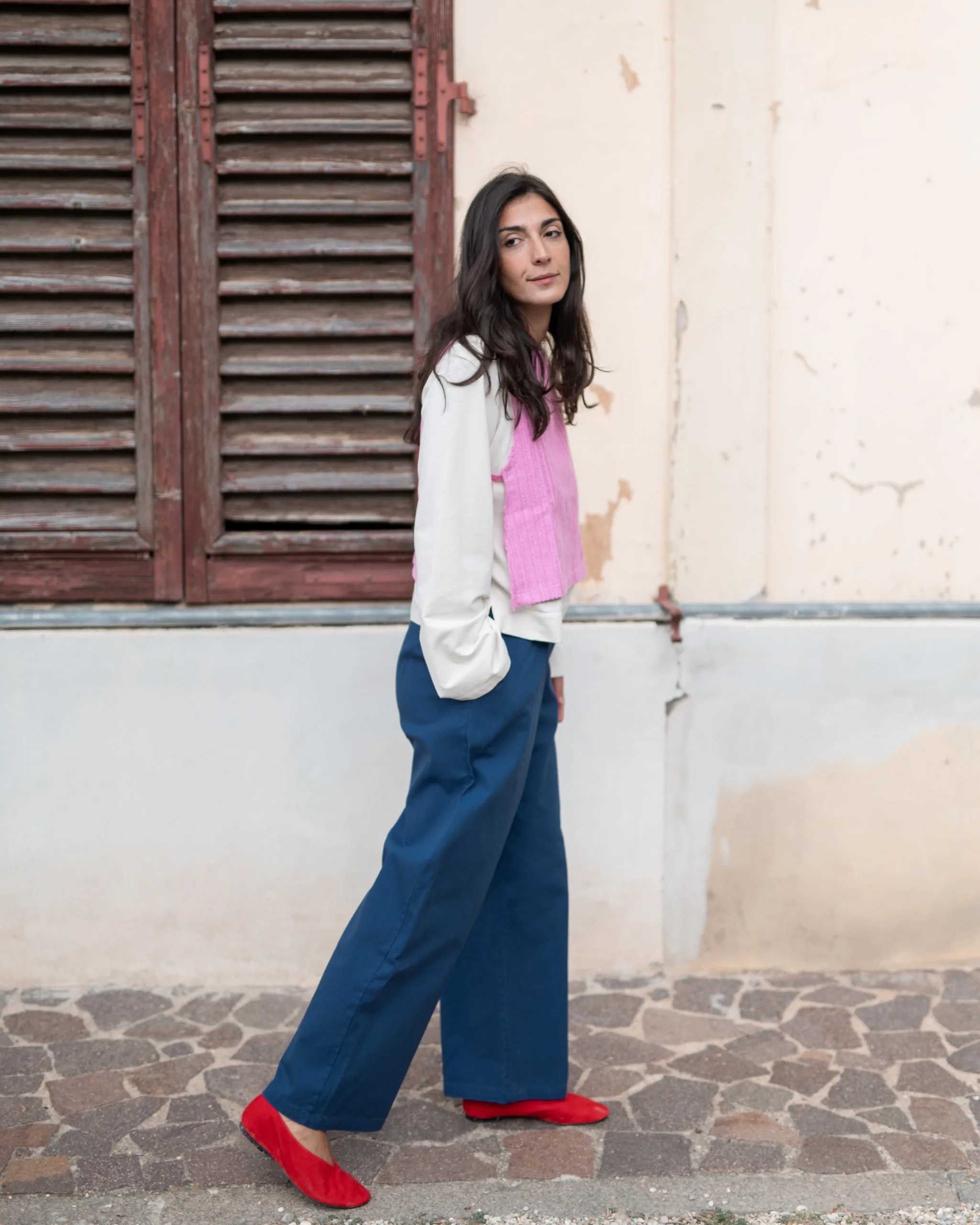GILET velluto di cotone rosa