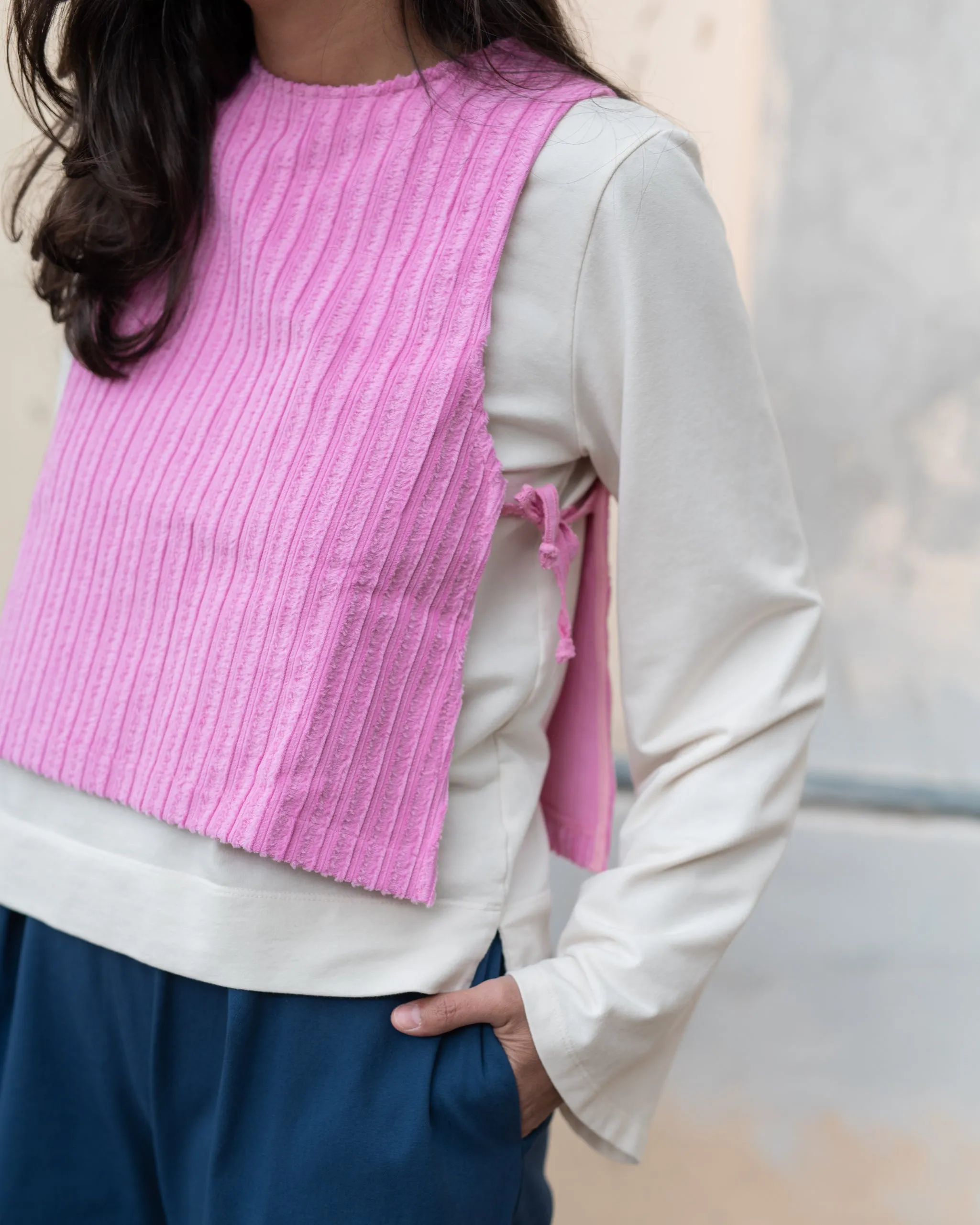 GILET velluto di cotone rosa