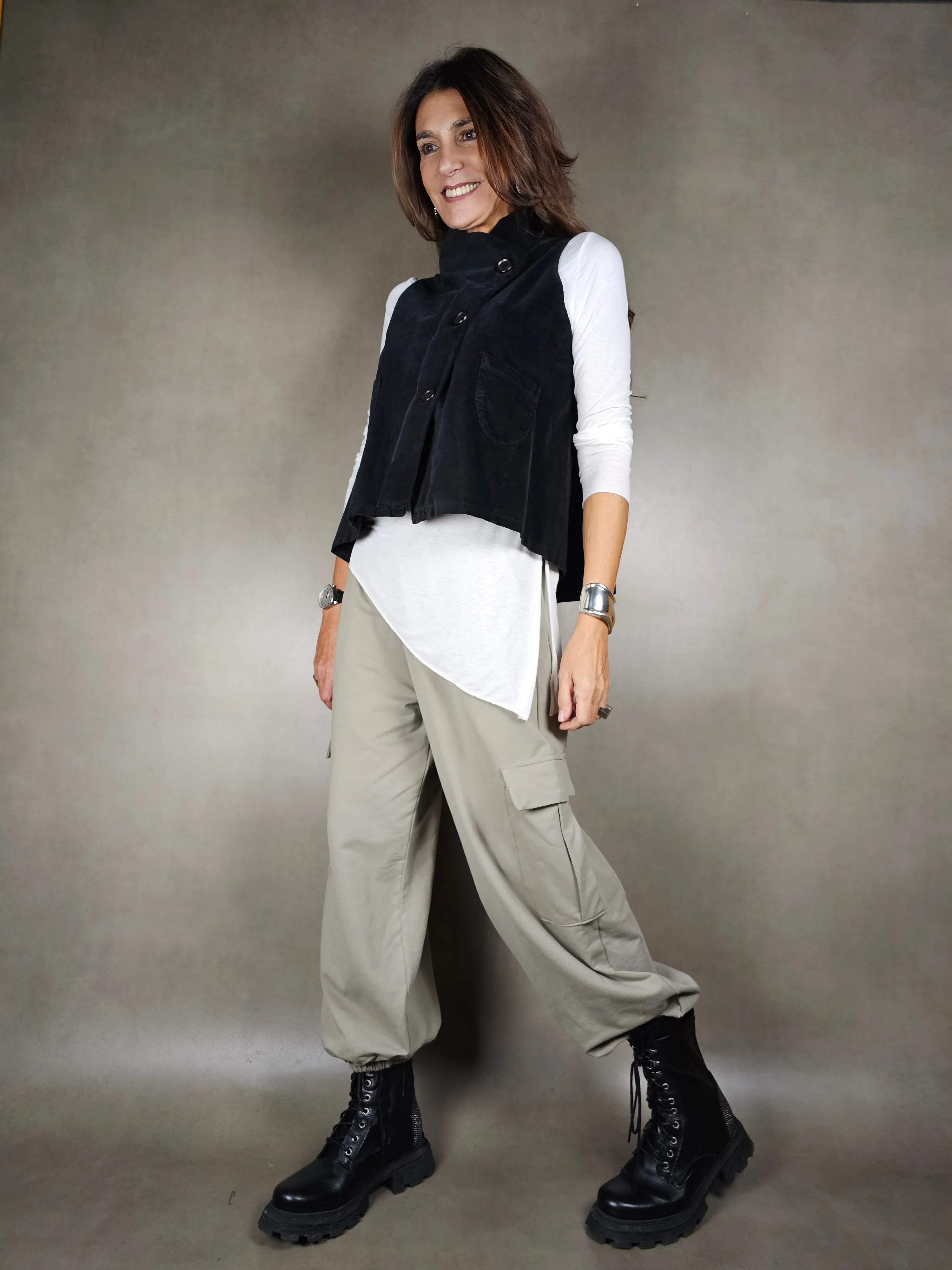 gilet velluto liscio corto 100co