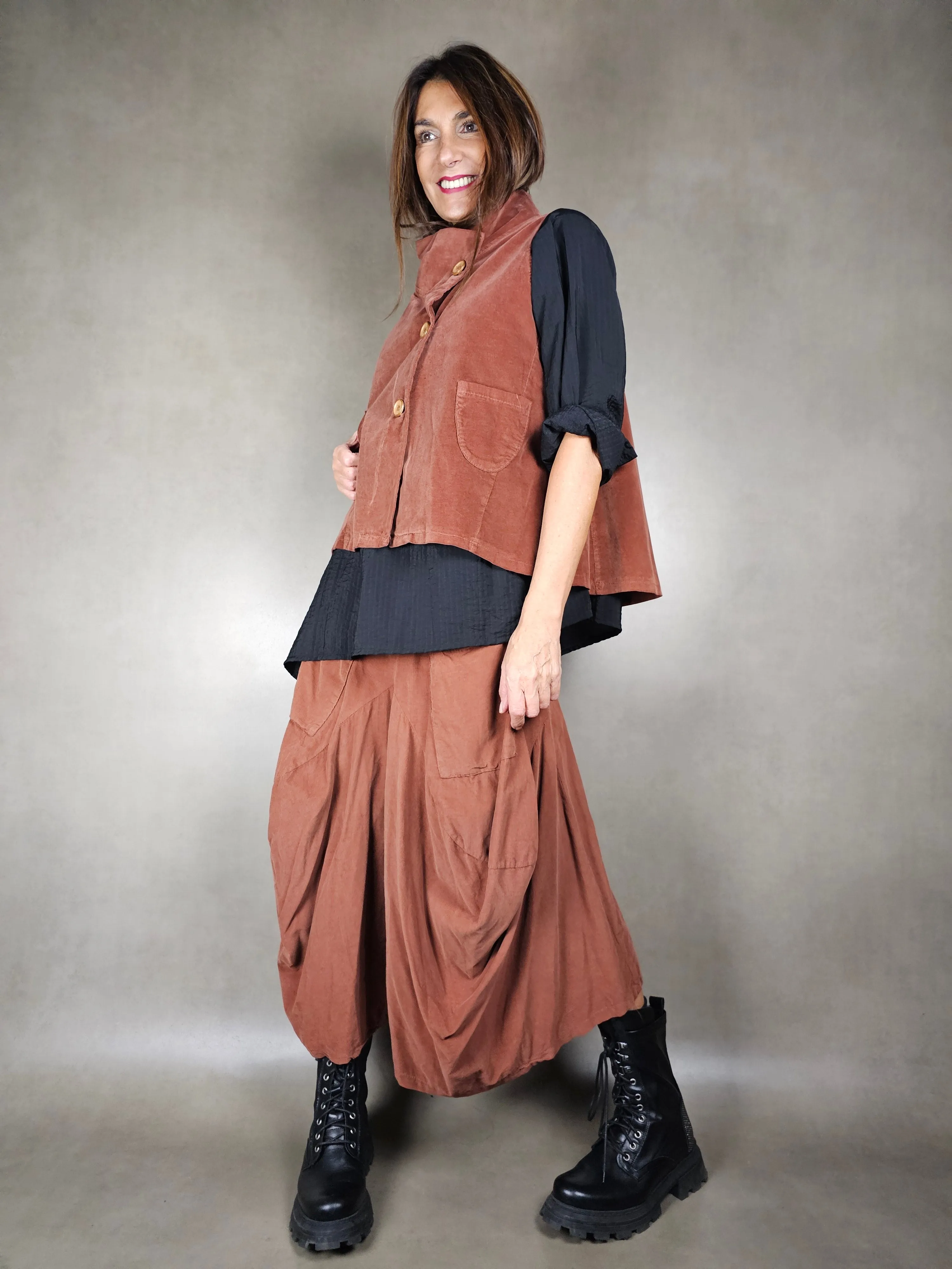 gilet velluto liscio corto 100co