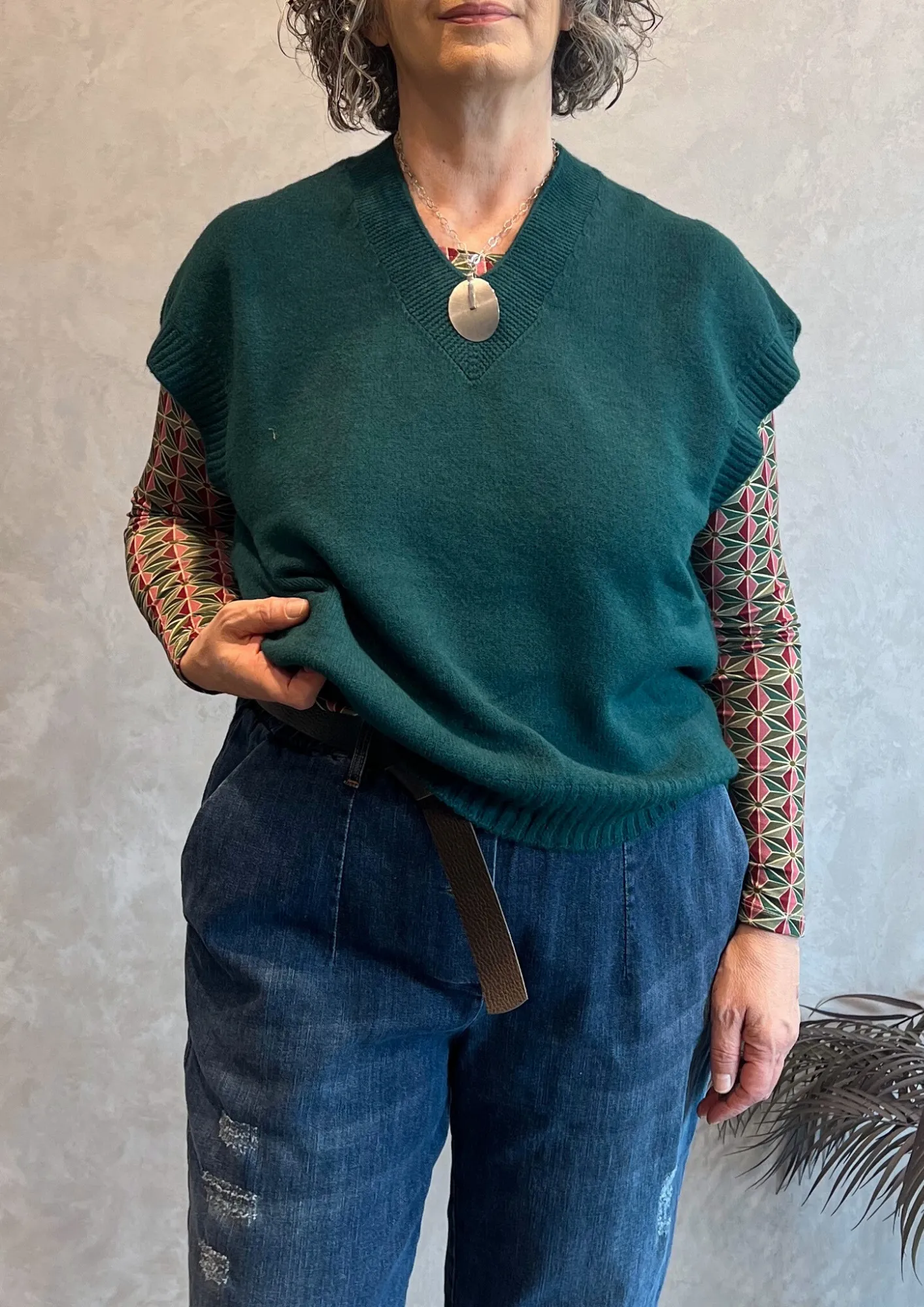 Gilet viscosa Dolby con scollo a V