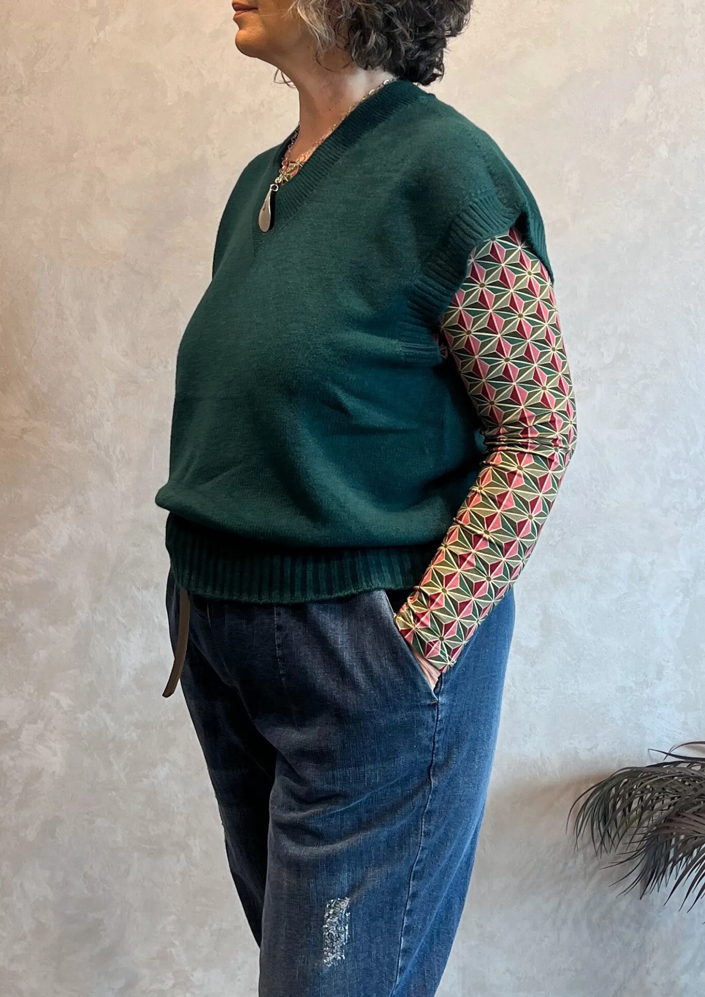 Gilet viscosa Dolby con scollo a V