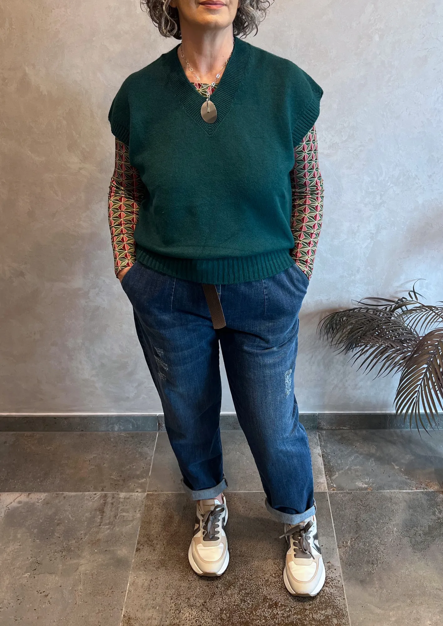 Gilet viscosa Dolby con scollo a V
