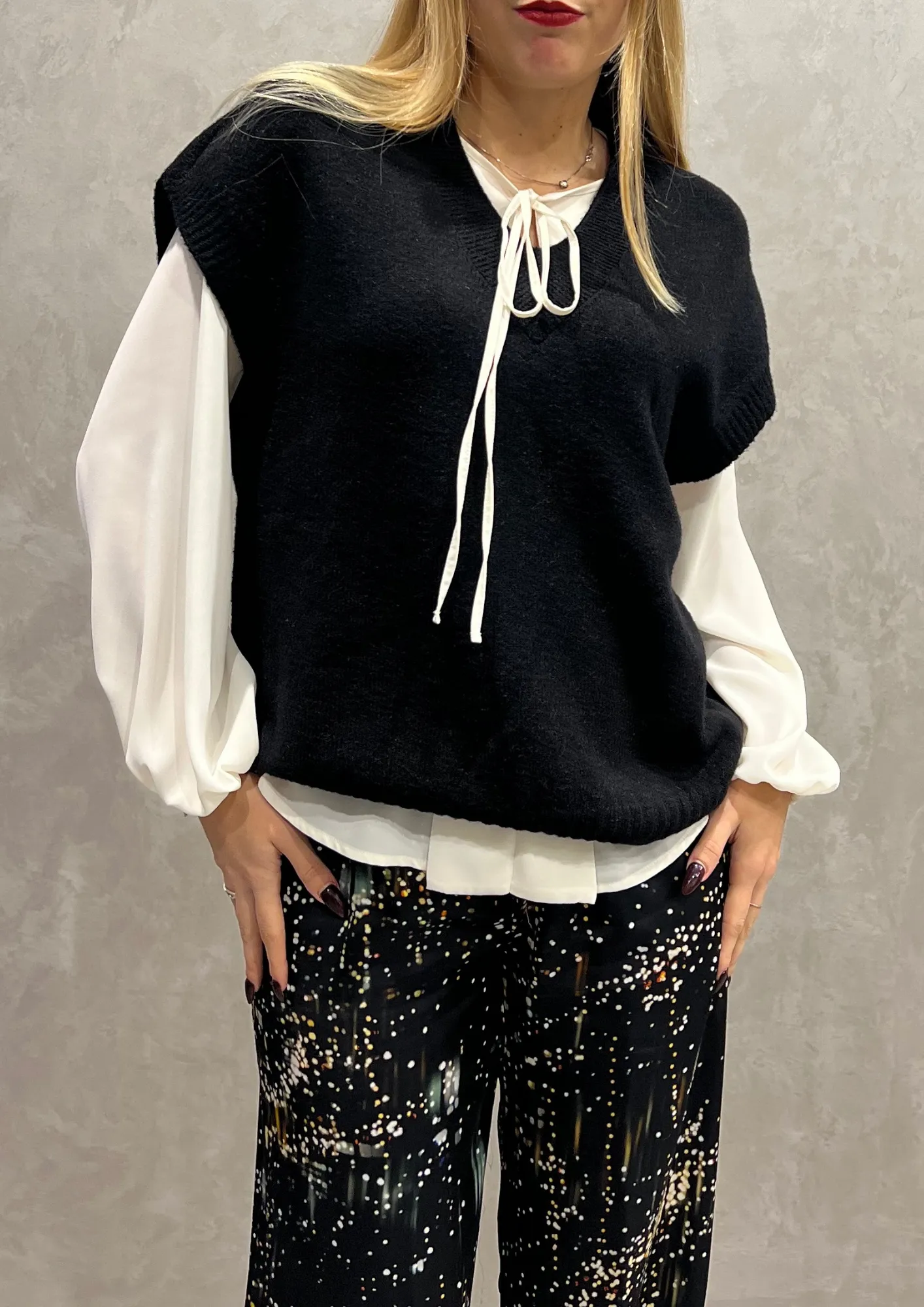 Gilet viscosa Dolby con scollo a V