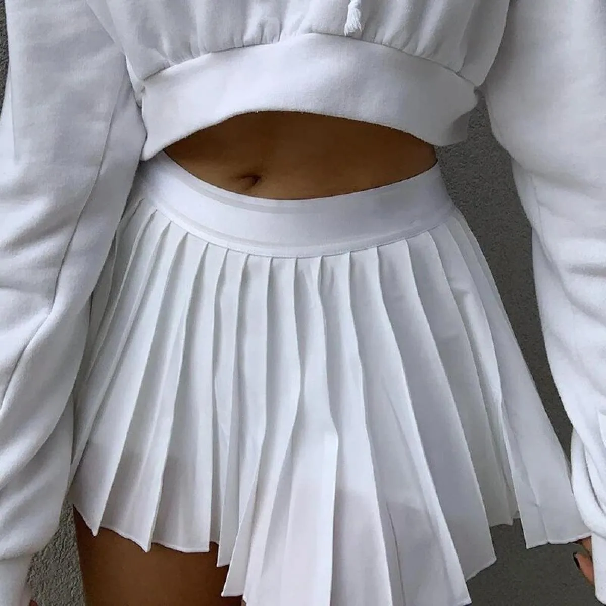 Gonna a pieghe bianca Minigonna corta da donna con elastico in vita Minigonna da tennis con ricamo estivo Mircro Nuove gonne Pre