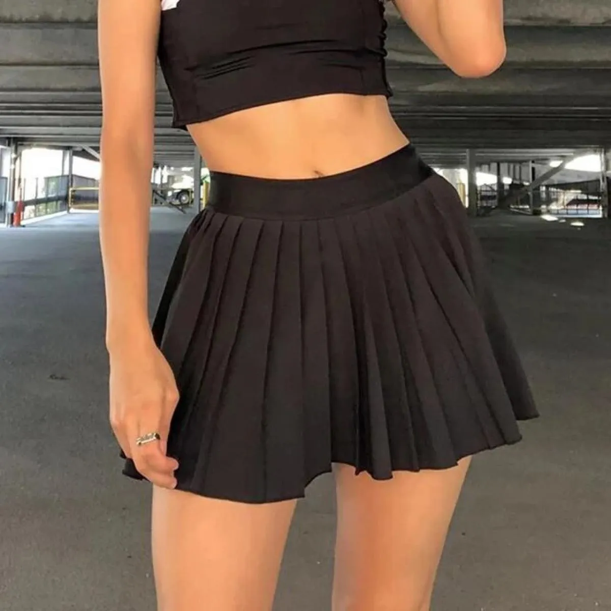 Gonna a pieghe bianca Minigonna corta da donna con elastico in vita Minigonna da tennis con ricamo estivo Mircro Nuove gonne Pre