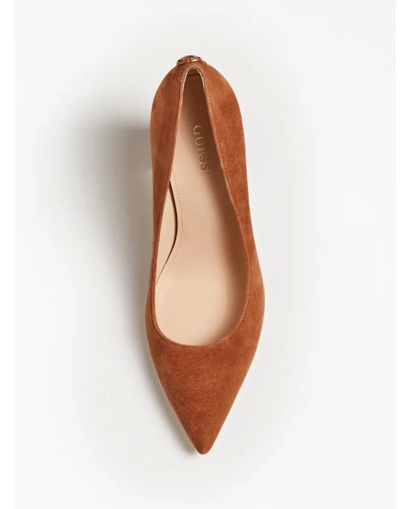 GUESS FL7BETSUE08 décoletté scarpe camoscio tacco pelle Cognac