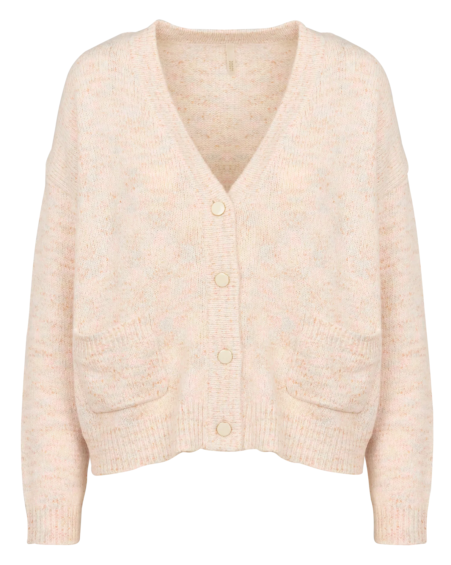  I CODE   Gilet ampio a collo a V jacquard in maglia mista | Bianco