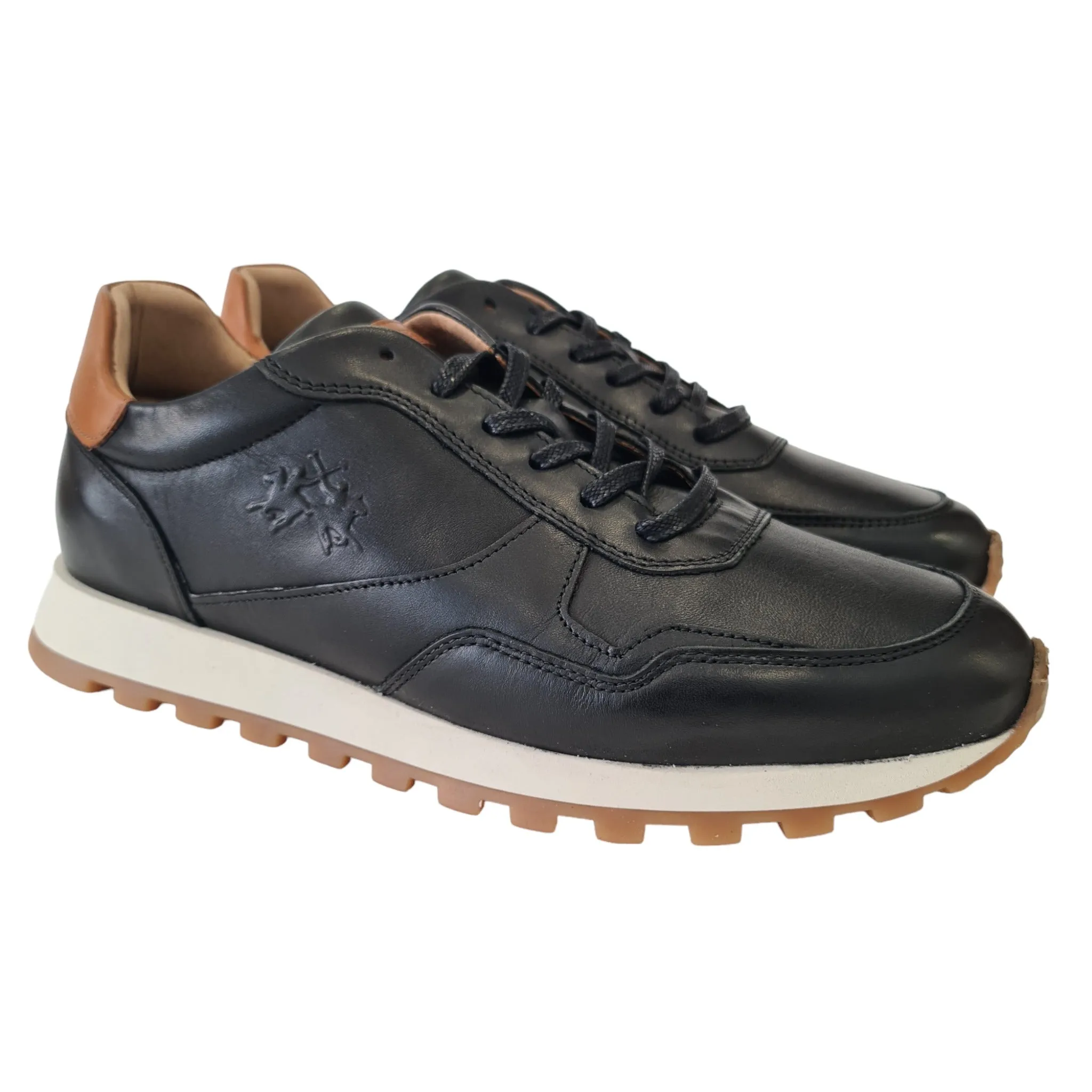 La Martina Sneakers Uomo Nero e Cuoio Rif.23