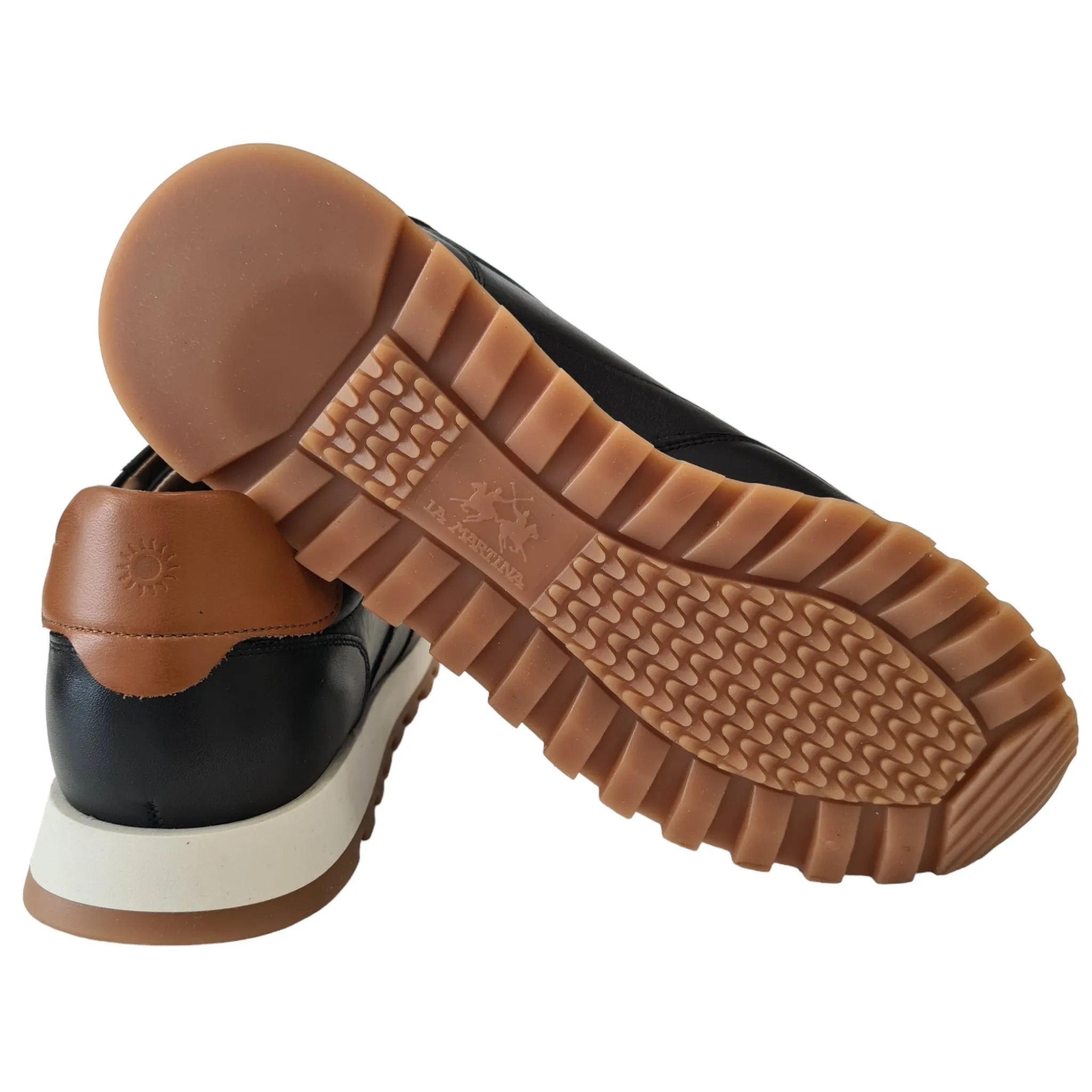 La Martina Sneakers Uomo Nero e Cuoio Rif.23