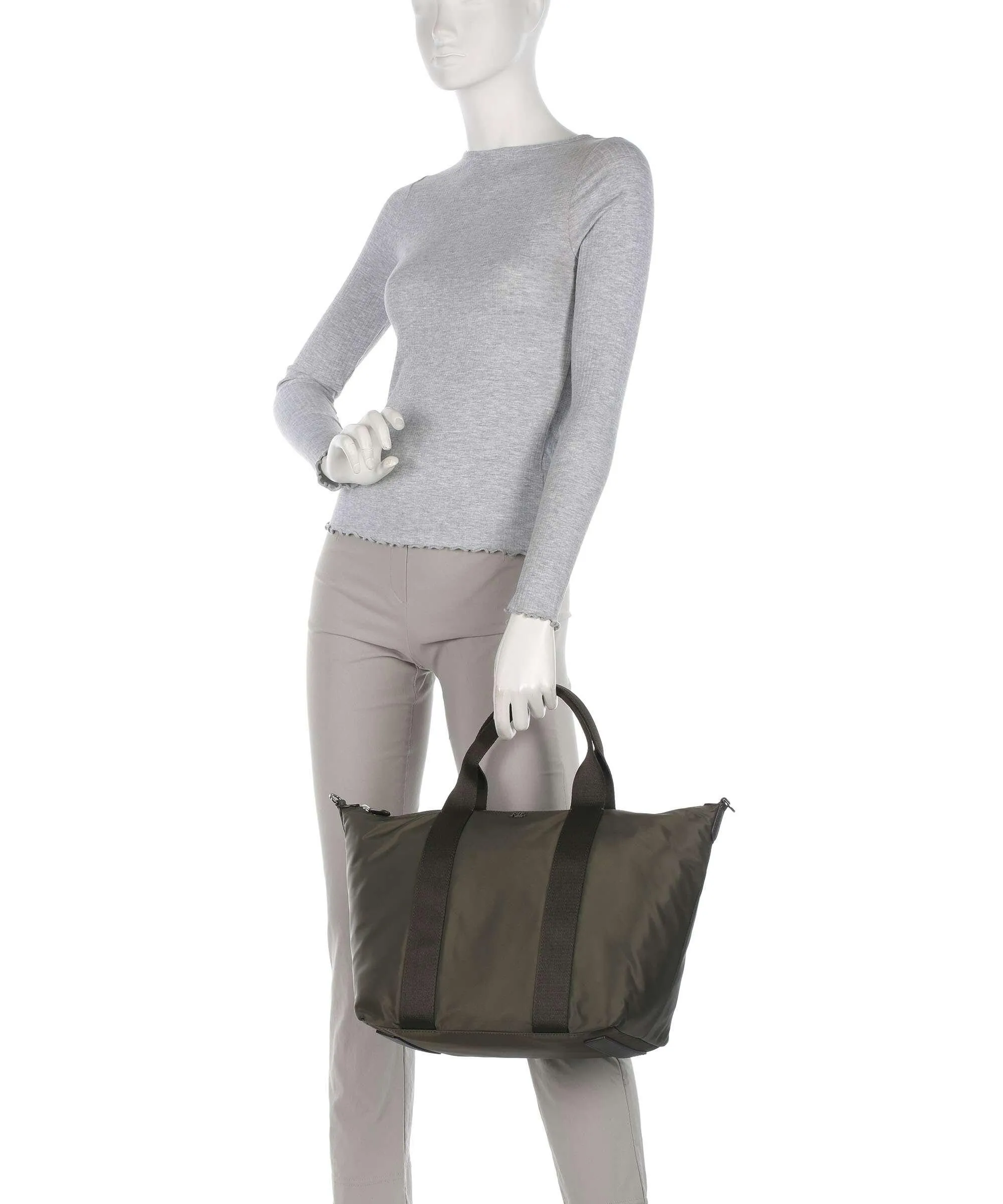  Lauren Ralph Lauren Stevie Medium Borsa a mano nylon riciclato cachi  