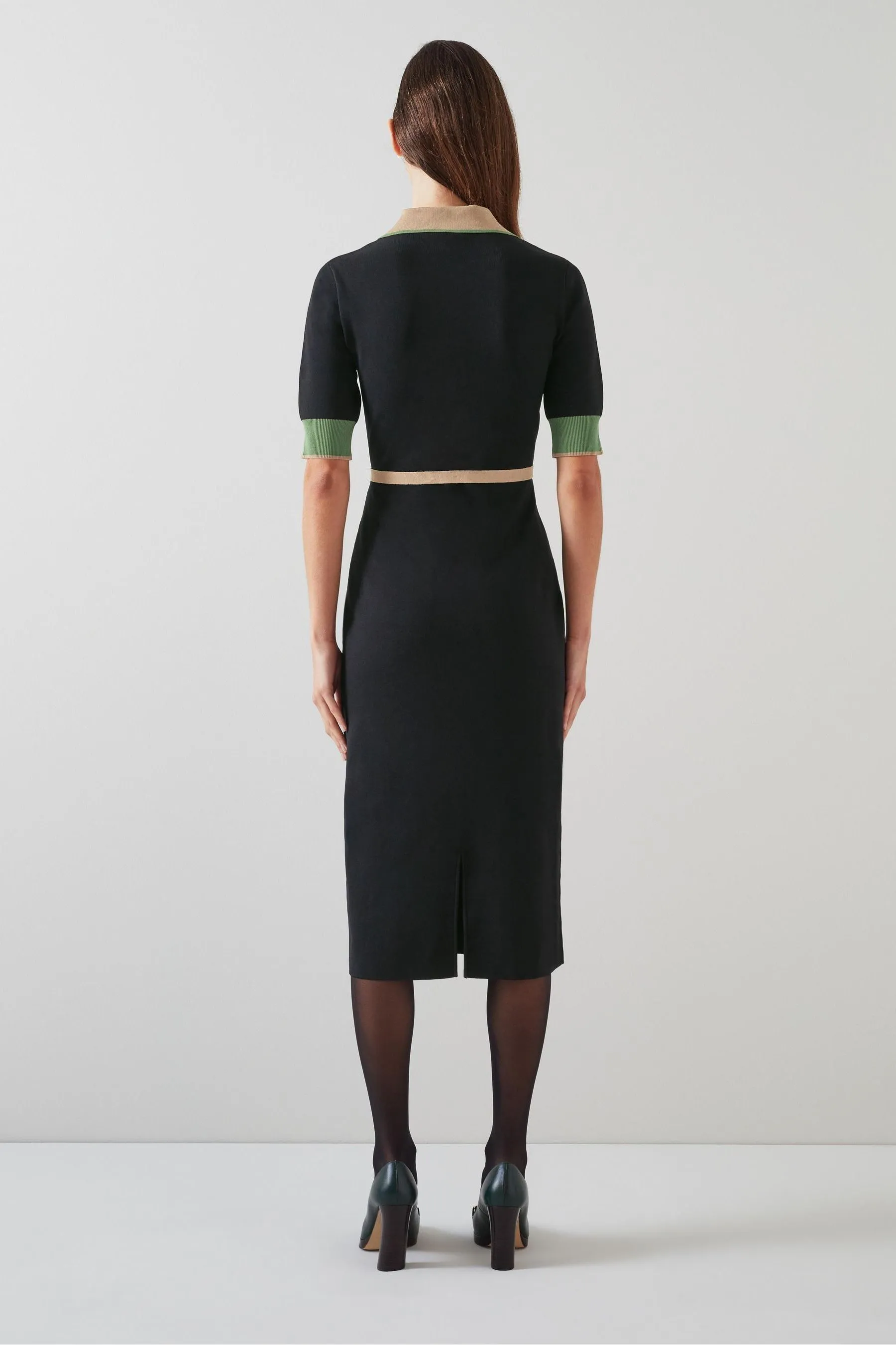 LK Bennett - Abito in maglia Con cintura cammello