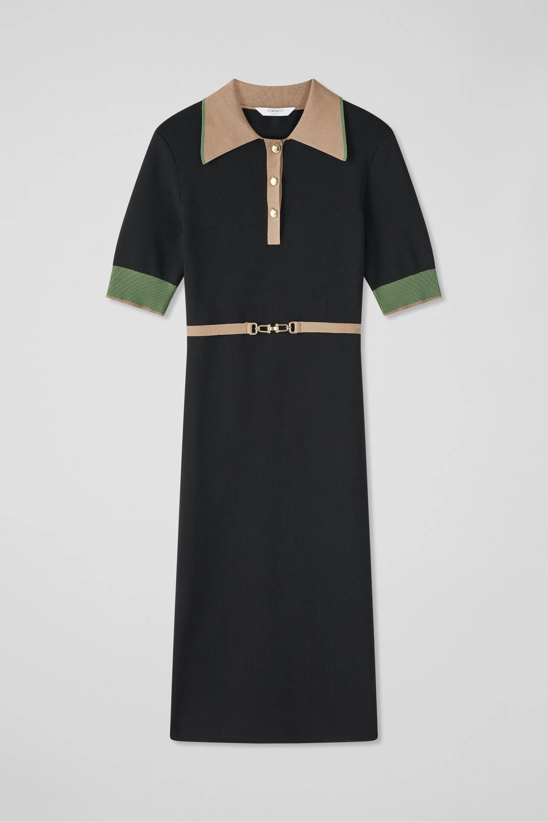 LK Bennett - Abito in maglia Con cintura cammello