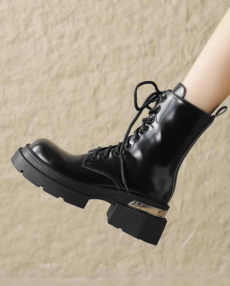 Martin Boots Stivali singoli da donna alla moda britannica primaverile e autunnale Nuovi stivali da donna con plateau e suola sp