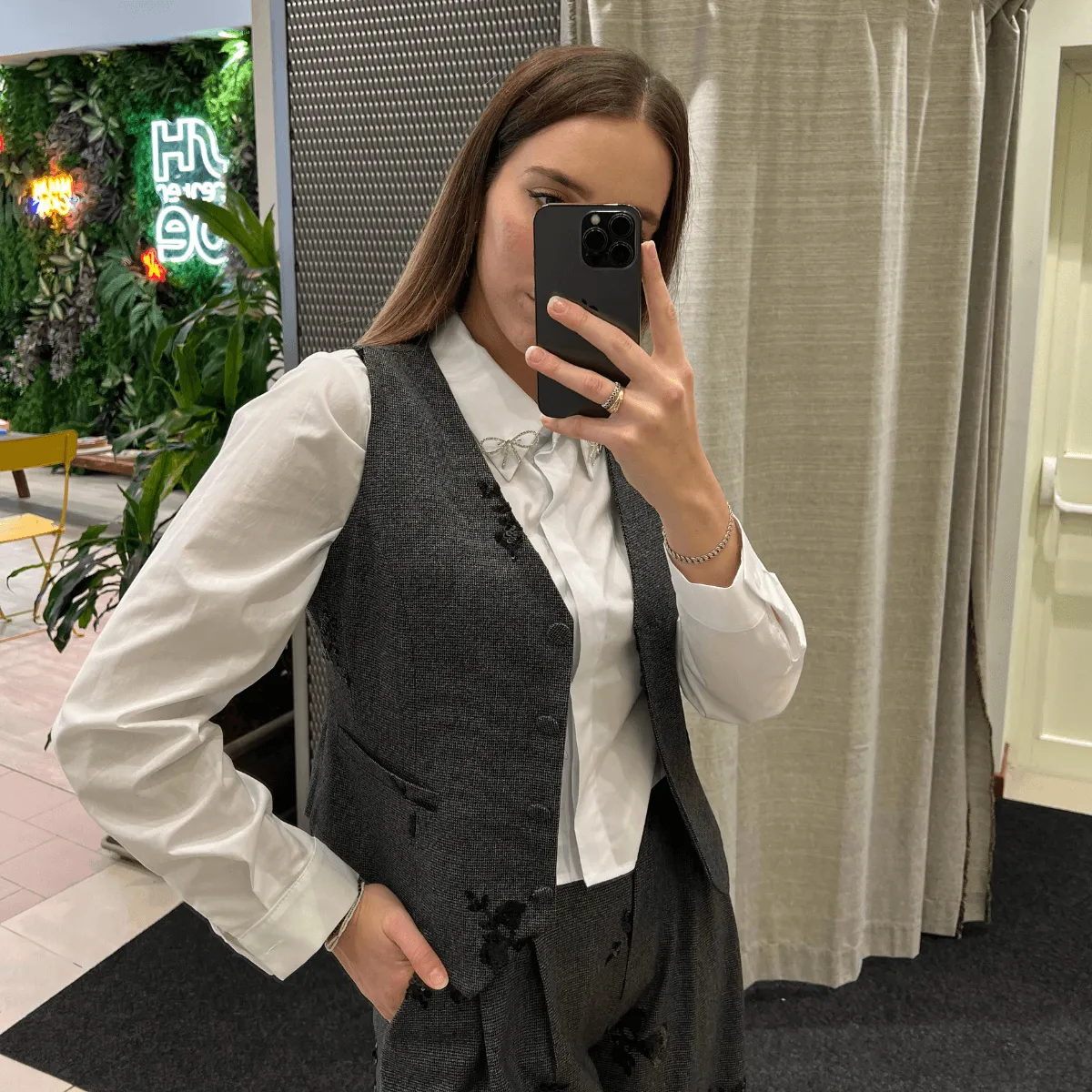 MARYLEY GILET 24IB248 GRIGIO-NERO PAILLETTES  