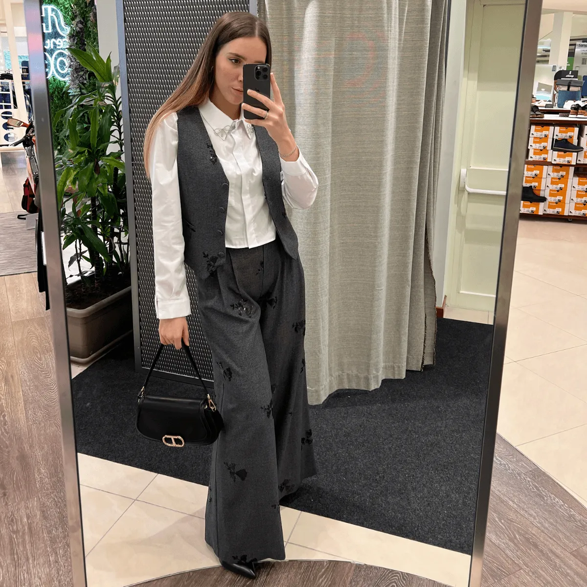 MARYLEY GILET 24IB248 GRIGIO-NERO PAILLETTES  