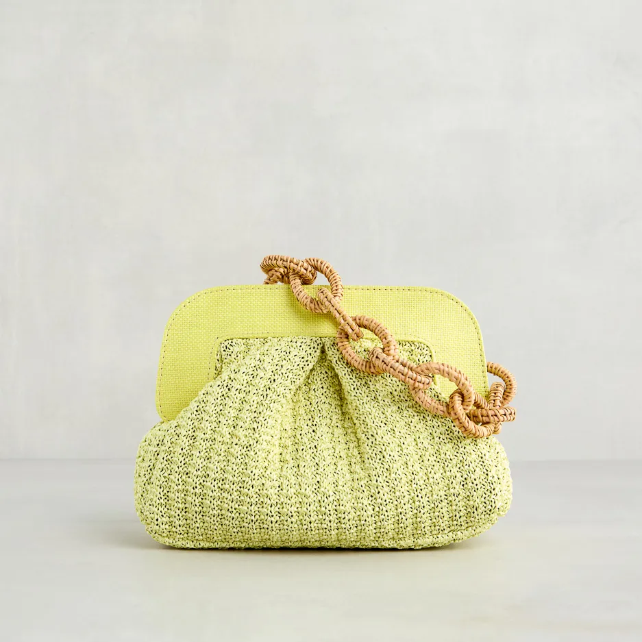 Maxi Pochette Rafia Lime