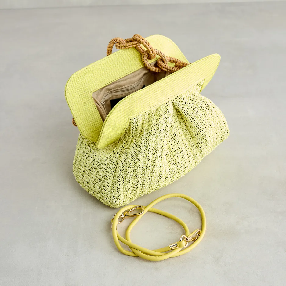 Maxi Pochette Rafia Lime