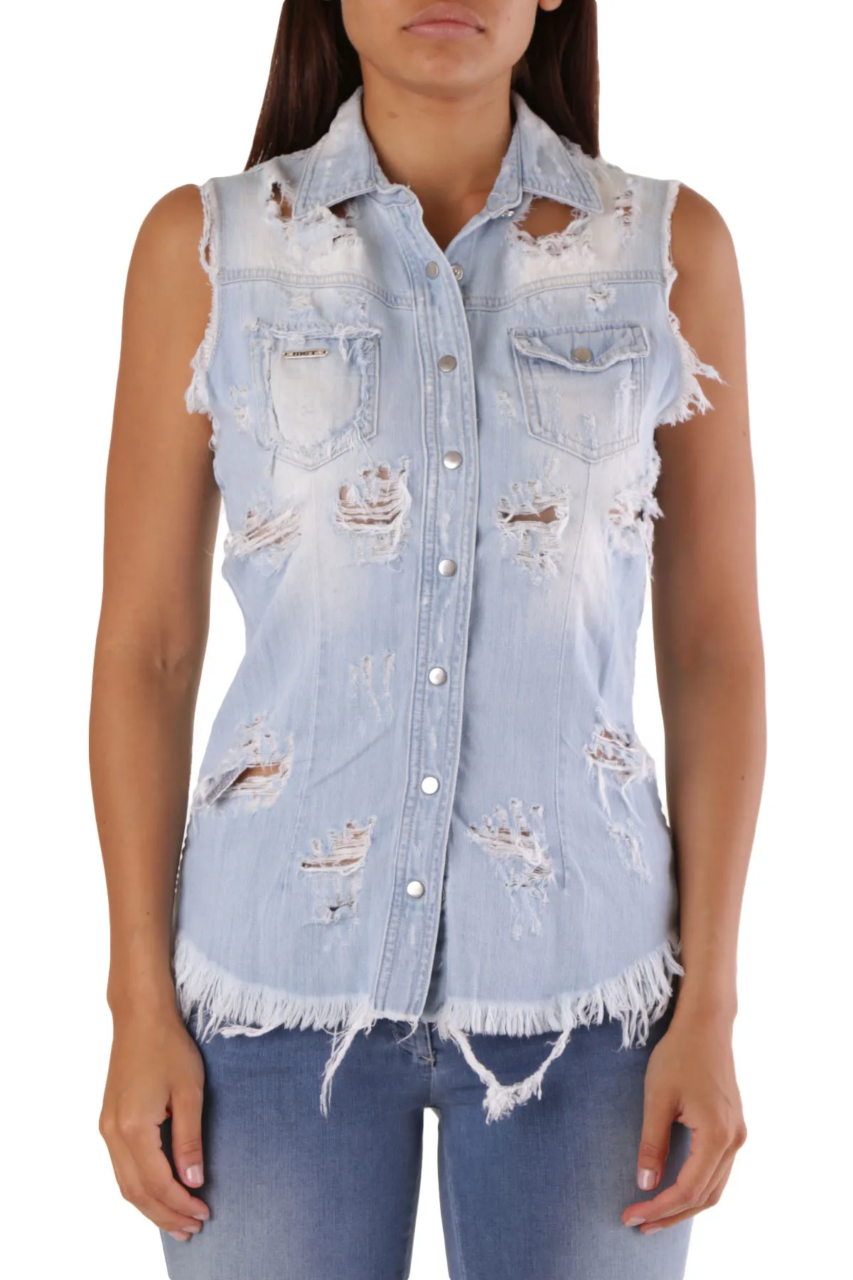 Met gilet di jeans blu   