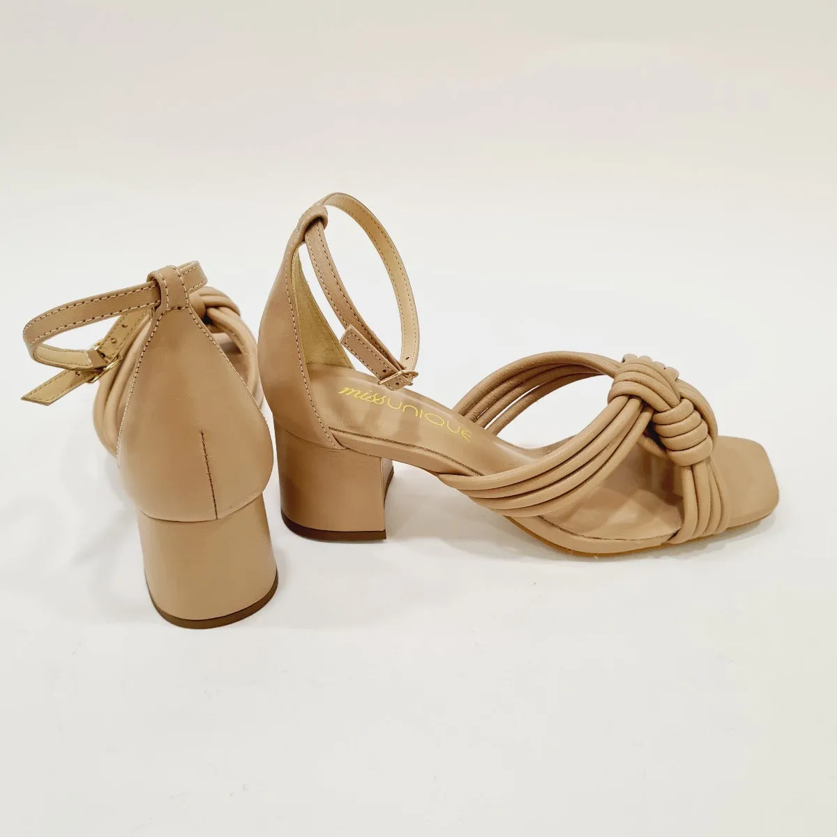 MissUnique sandalo tacco alto 5 cm pelle beige cinturino alla caviglia rif.47