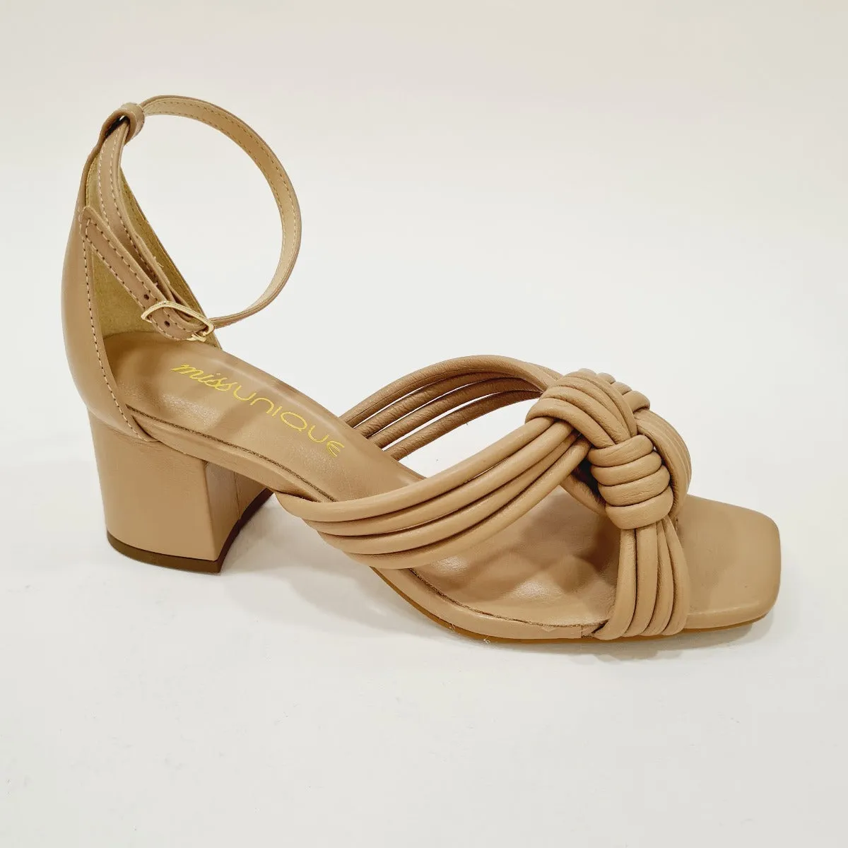MissUnique sandalo tacco alto 5 cm pelle beige cinturino alla caviglia rif.47