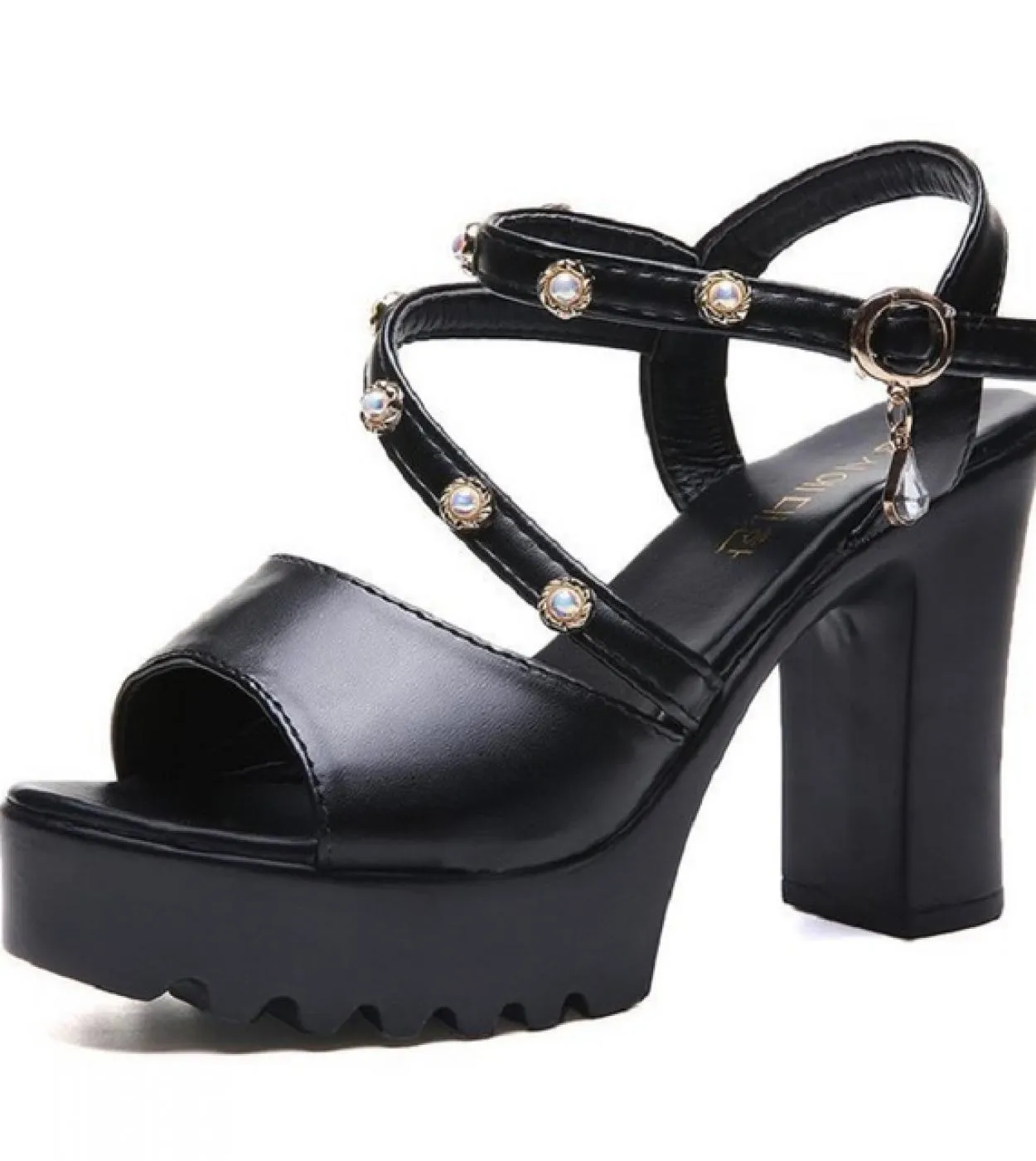 Moda Perlina Bocca di Pesce Scarpe estive Sandali con zeppa da donna Vestito Sandali con tacco Piattaforma Scarpe da donna Tagli