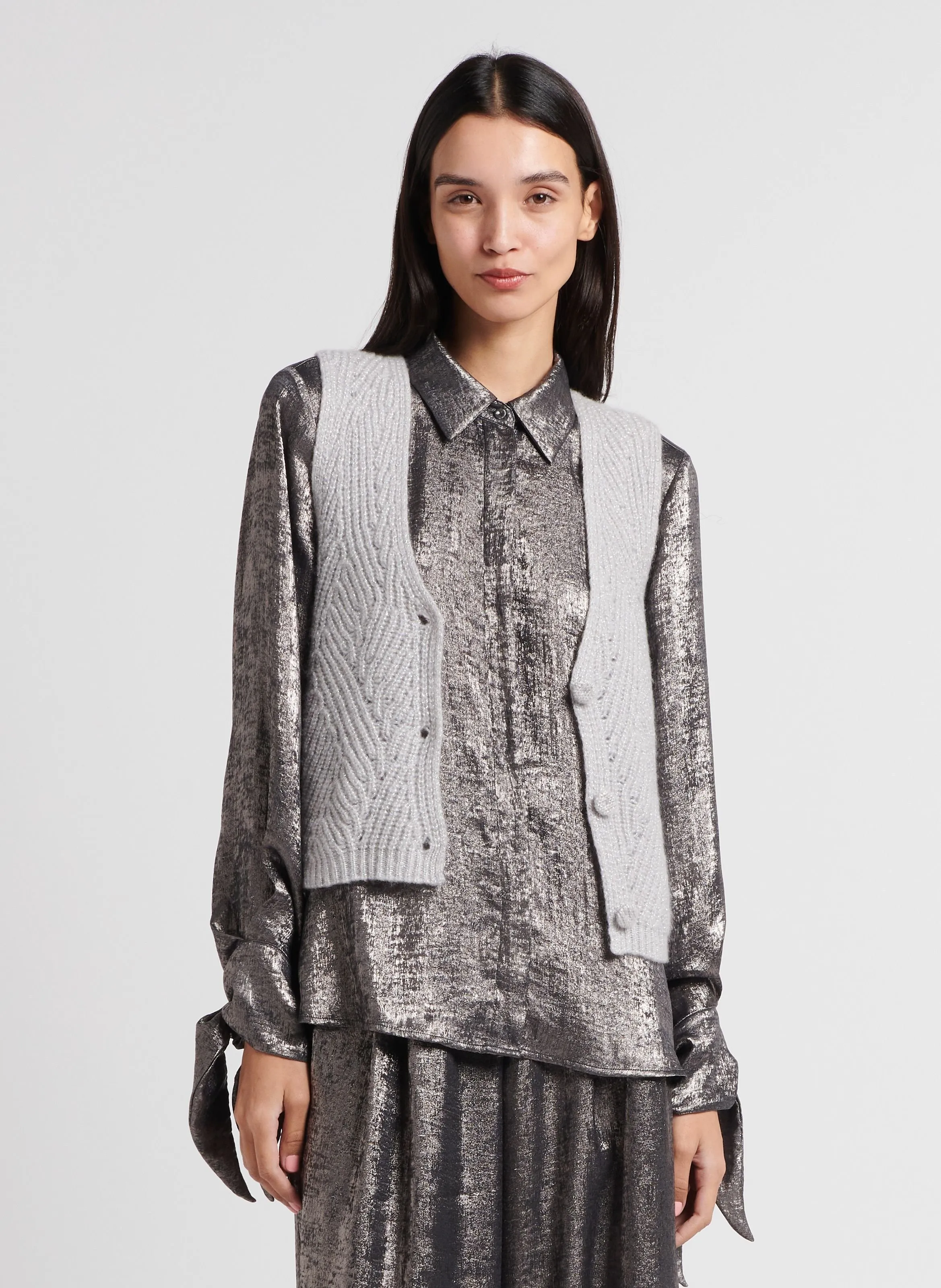  MOMONI   HIDARI - Gilet senza maniche con bottoni in misto lana | Grigio