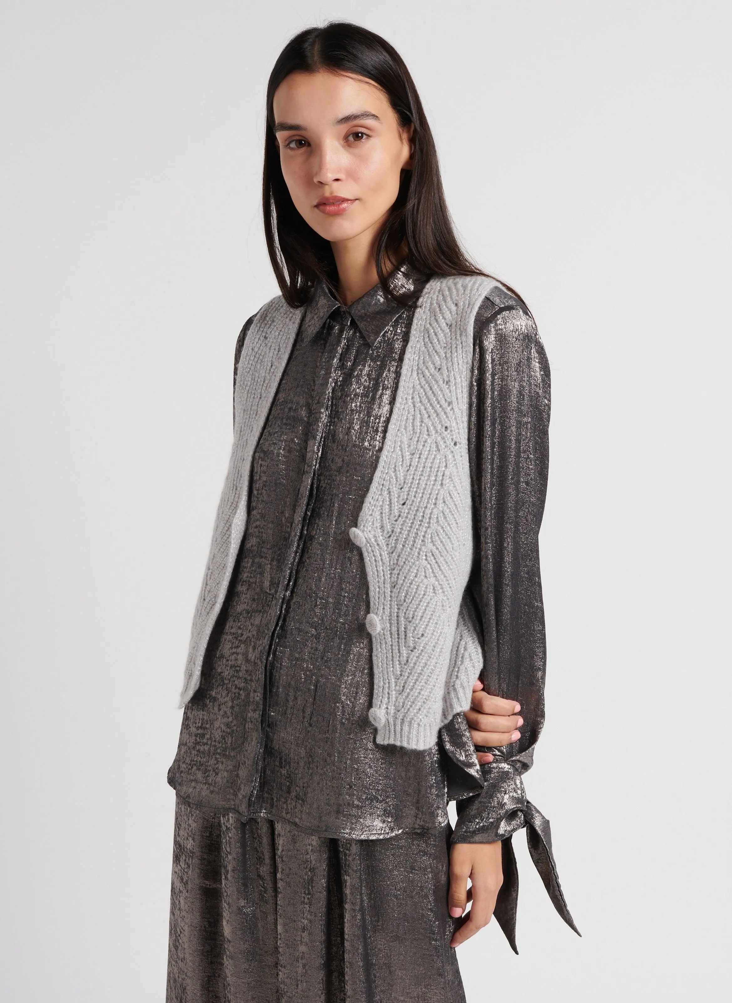  MOMONI   HIDARI - Gilet senza maniche con bottoni in misto lana | Grigio