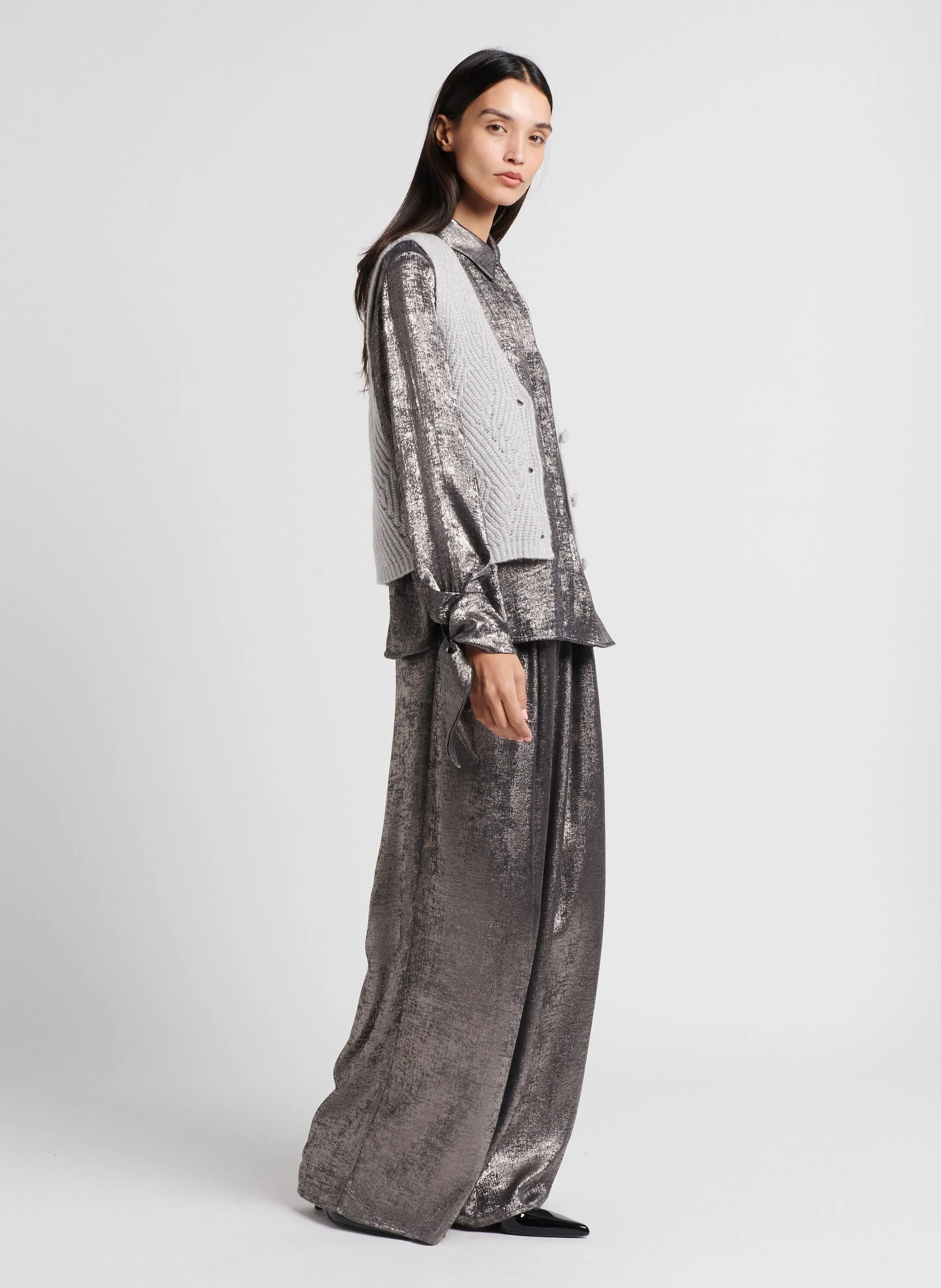  MOMONI   HIDARI - Gilet senza maniche con bottoni in misto lana | Grigio
