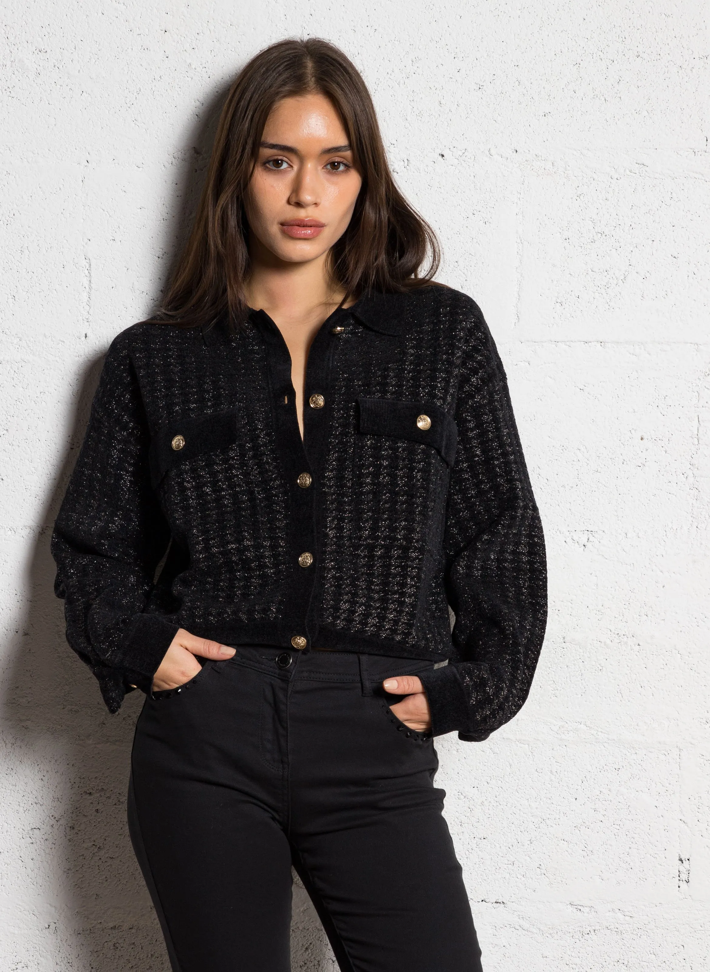  MORGAN   MVAZOU - Gilet ampio con collo classico | Nero