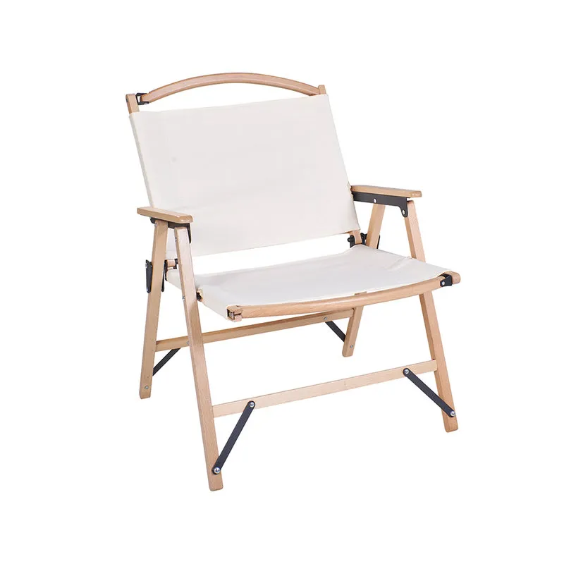 Novità Home Glamping - poltrona in tela beige  e legno - pieghevole