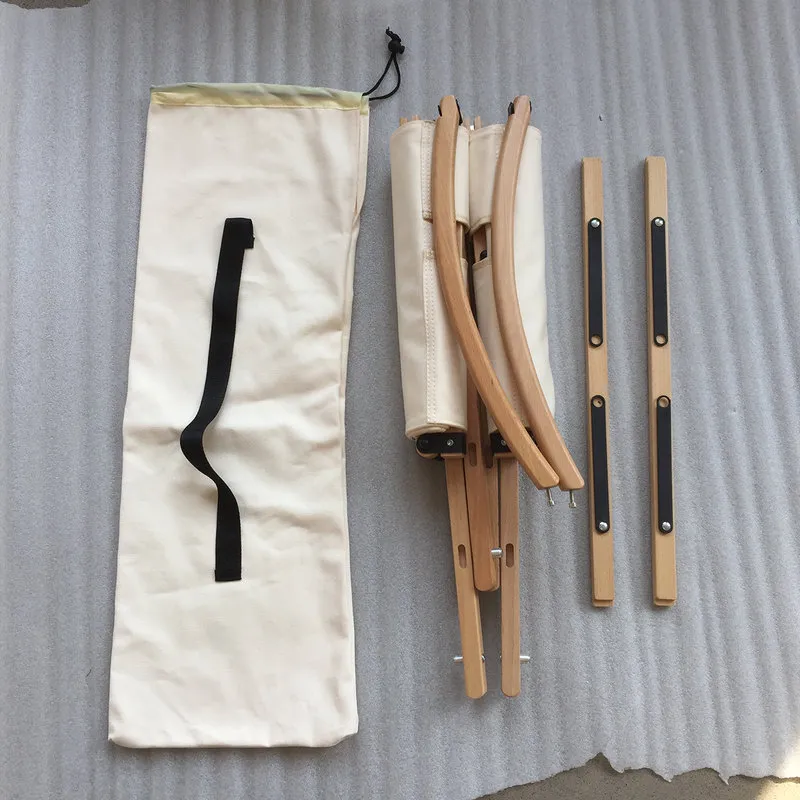 Novità Home Glamping - poltrona in tela beige  e legno - pieghevole