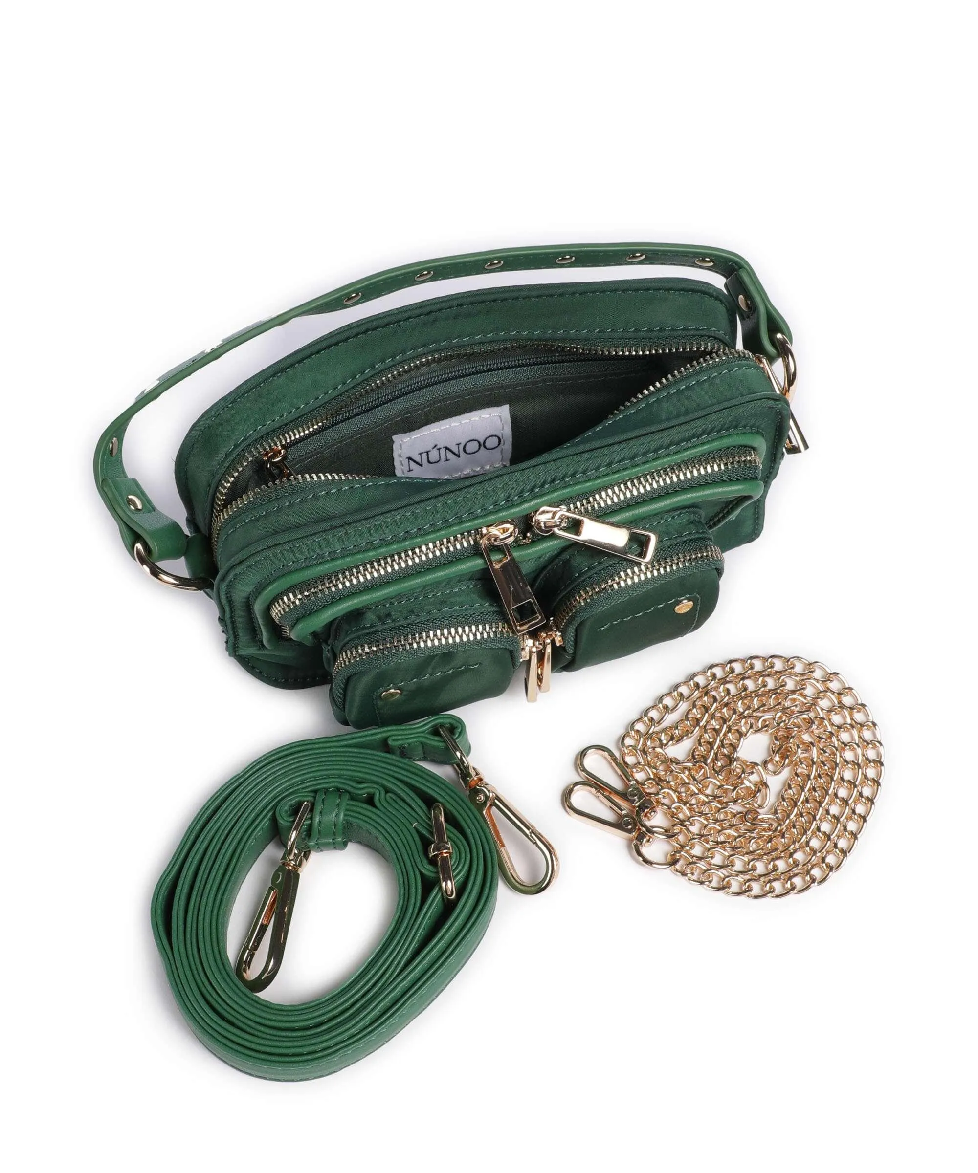  Núnoo Recycled Nylon Helena Borsa a tracolla nylon riciclato verde scuro  
