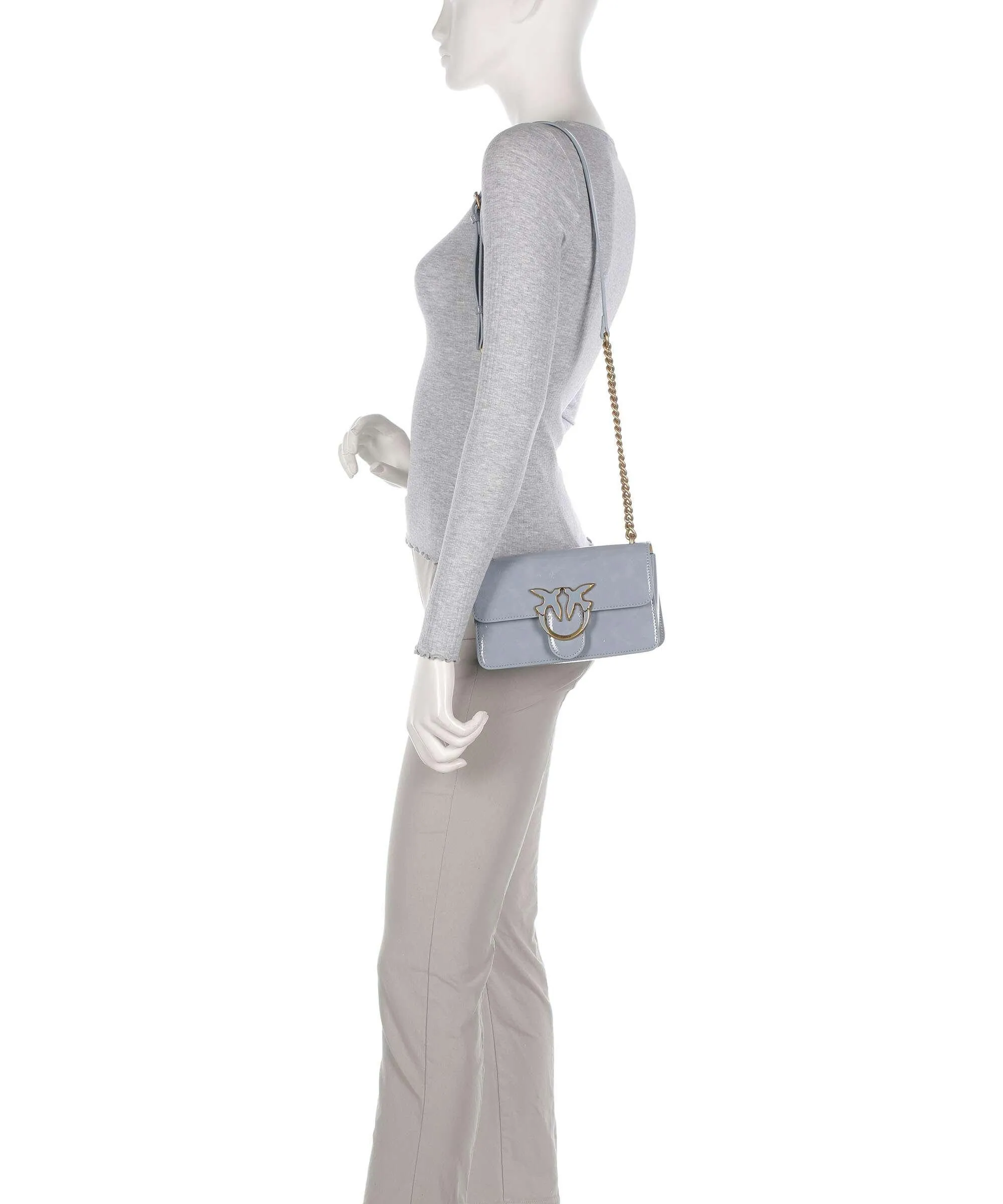  Pinko Love One Mini Borsa a tracolla pelle sintetica blu chiaro  