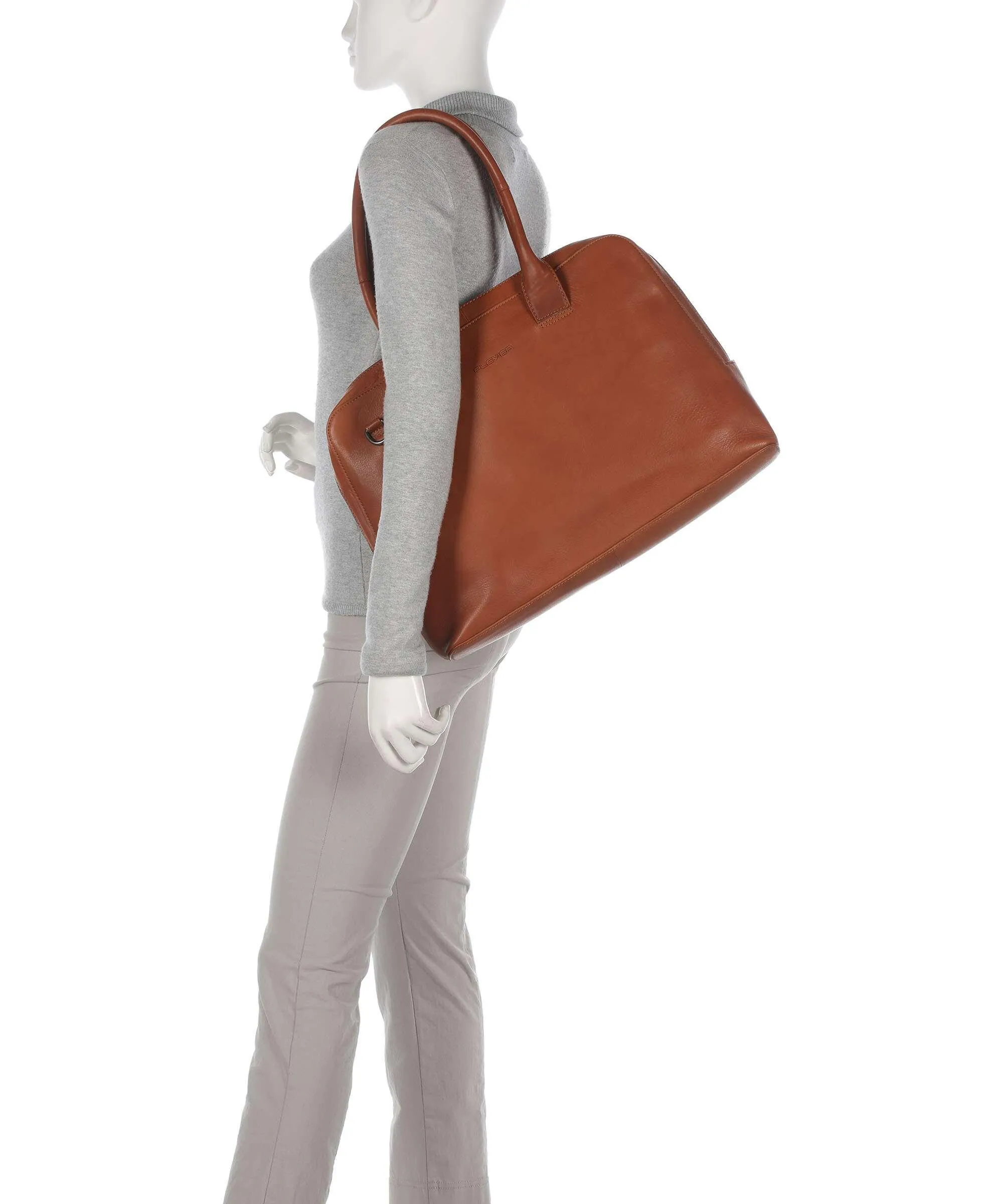  Plevier Structure Canton Borsa shopper 17″ pelle a grana fine cognac  