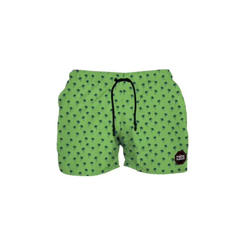 PUEDE MATAR BOXER MARE SHORT TENNIS+MUTANDA COLORE VERDE FANTASIA PALM