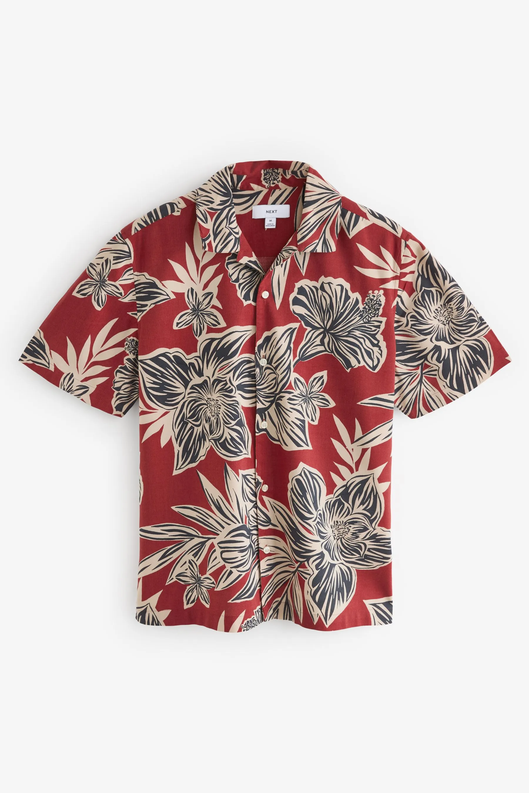 Rosso  - Camicia a maniche corte a fiori