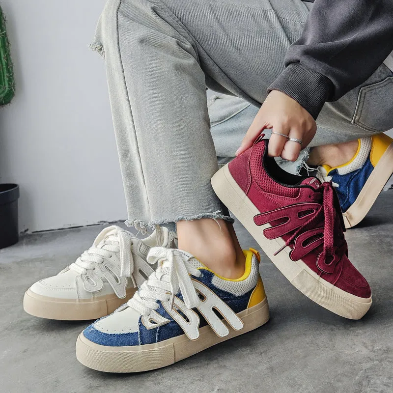 Scarpe da ginnastica casual piatte da uomo in tela alla moda